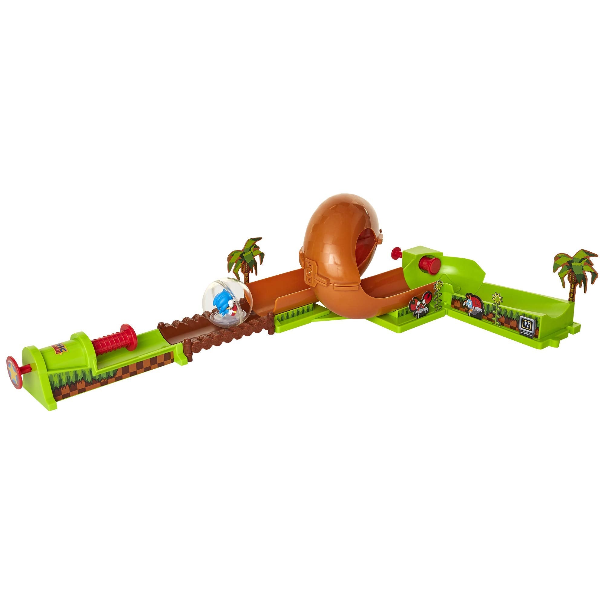 Sonic The Hedgehog Pinball Green Hill Zone Pinball Track Play Set |Looping Action & Automatic Bumper | 9Piece with Exclusive Sonic Sphere Included
