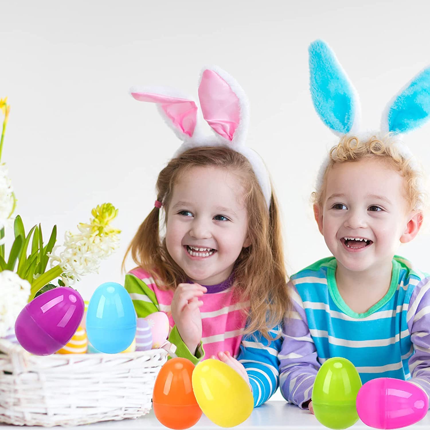 JZS 25pcs Eggs, 2.4 Inch Plastic Eggs Fillable Candy Party Themed Gift Fillers Decoration Classroom Reward Gifts