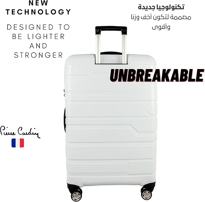 حقيبة سفر Pierre Cardin Wels UNBREAKABLE Luggage معتمدة من إدارة أمن النقل (مجموعة من 3 قطع، باللون الأبيض)