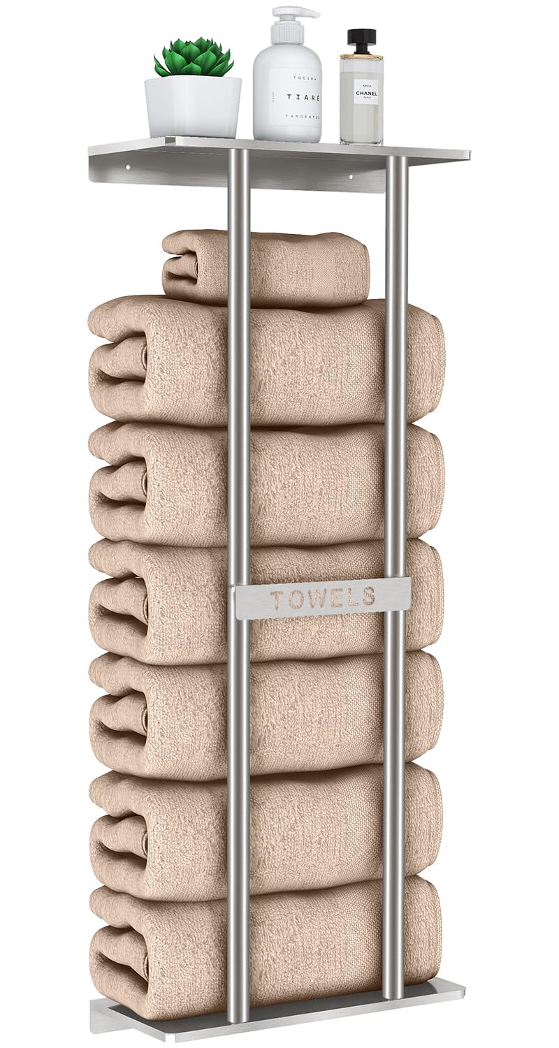 STWWO Bathroom Towel Storage for Bathroom,Wall Towel Rack for Roled Towels