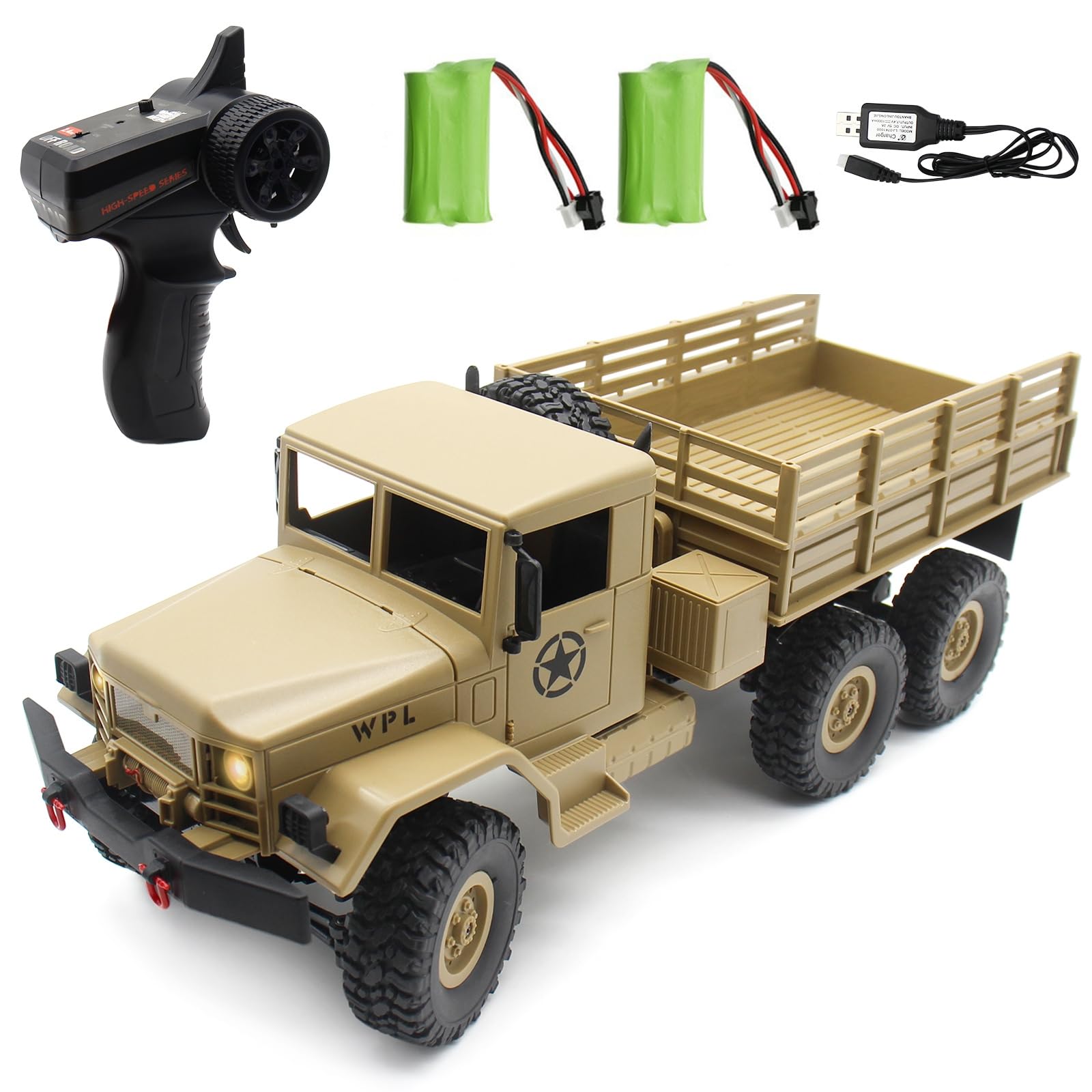 Spobot RC Military Transport Truck, RC Off-Road Vehicle 6WD with All Terrain, Remote Control Rack Car With2 Set of Batteries &Realistic Light is Good for Kid Gift