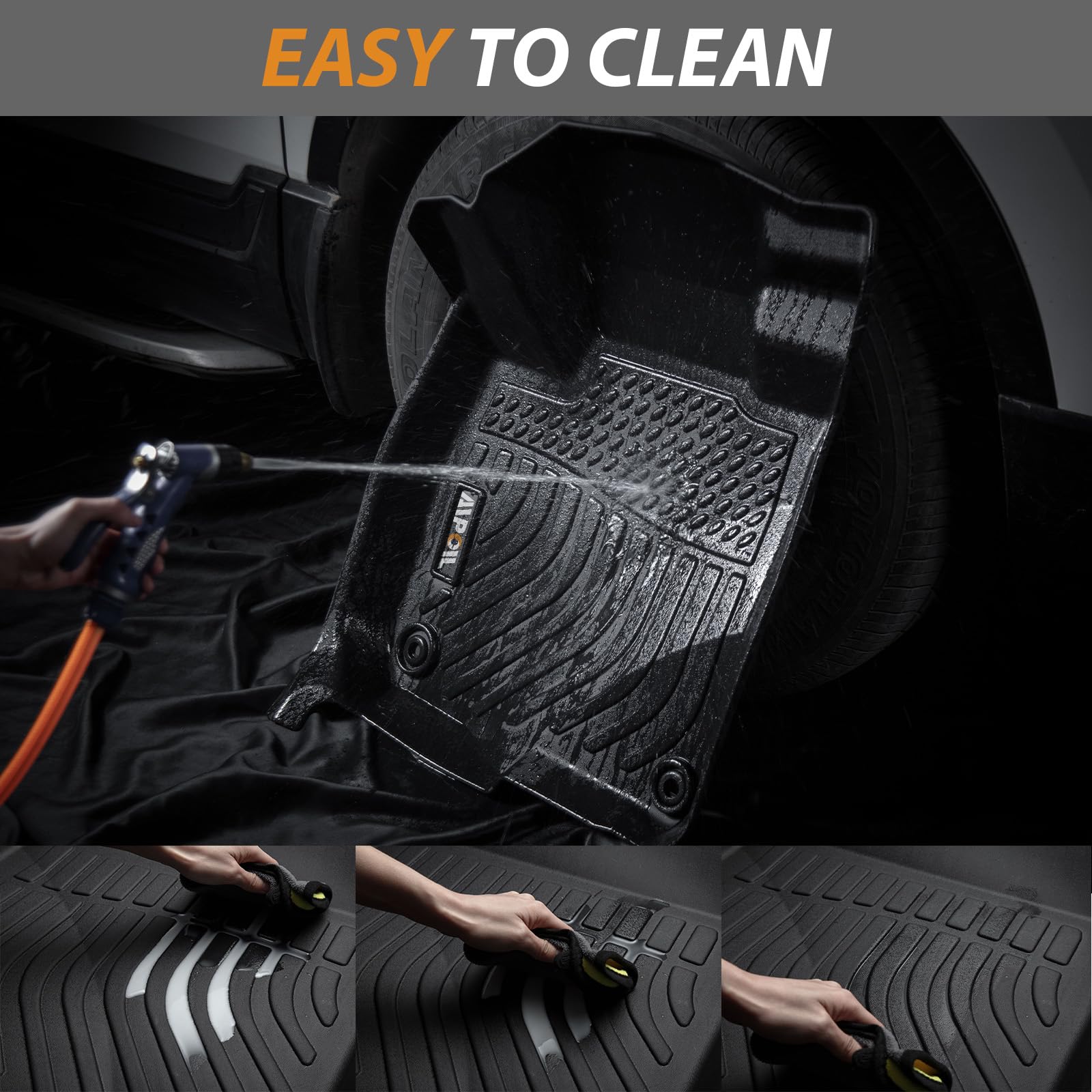سجادات أرضية وبطانة شحن AIPOIL® مخصصة لسيارة جيب جراند شيروكي 2022 2023 2024 (ليست لطرازات L أو WK) باللون الأسود