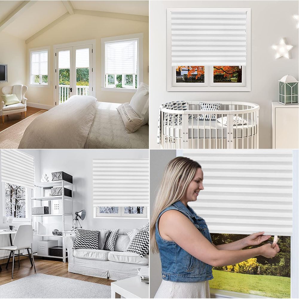 ستائر نوافذ مطوية من JZS، ستائر ورقية مطوية معتمة، ستائر غير منسوجة لتصفية الضوء، سهلة التركيب لغرفة النوم والحمام وغرفة المعيشة والمطبخ