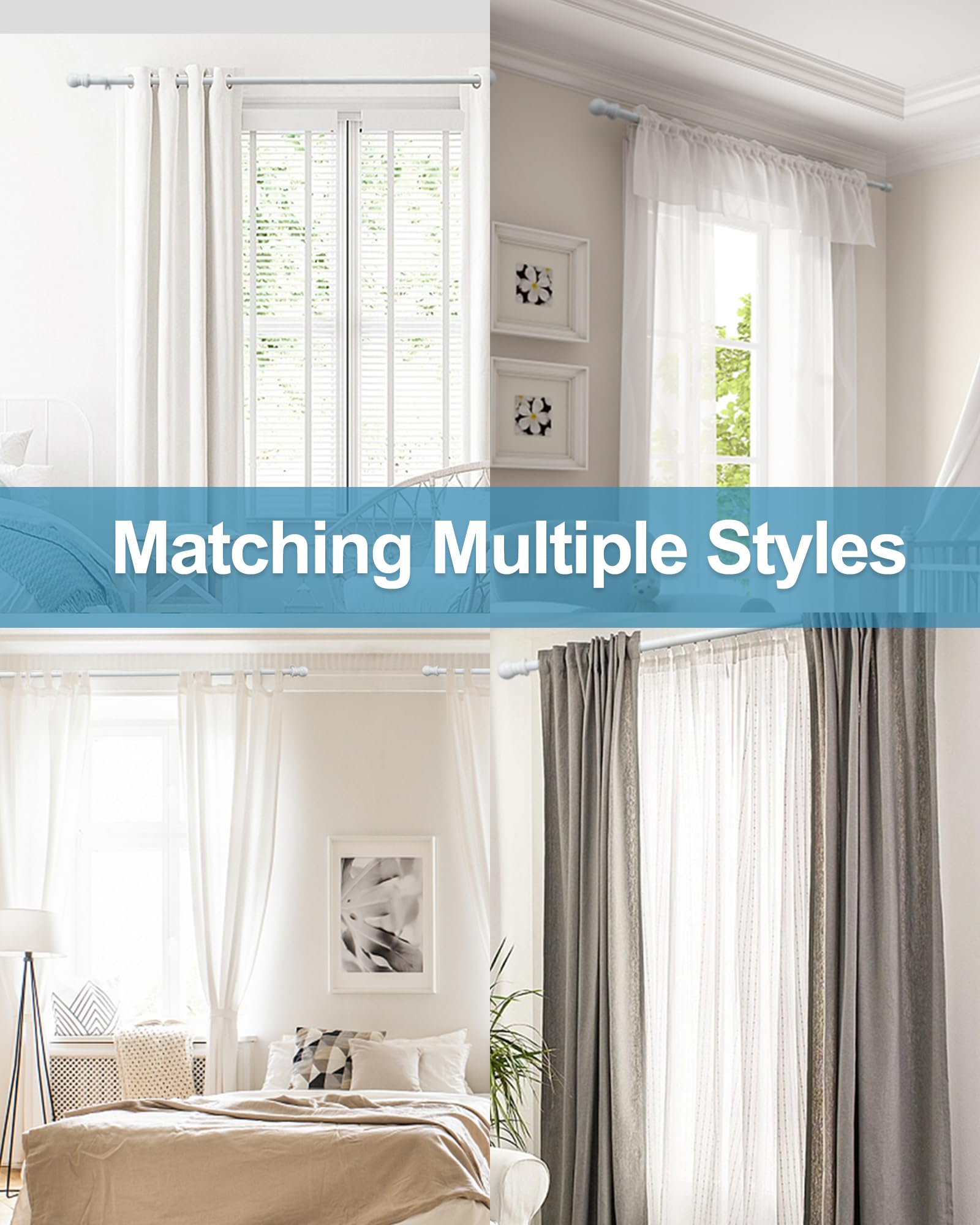 HOSKO White Curtain Rod for Window size 76 - 213 cm (White)