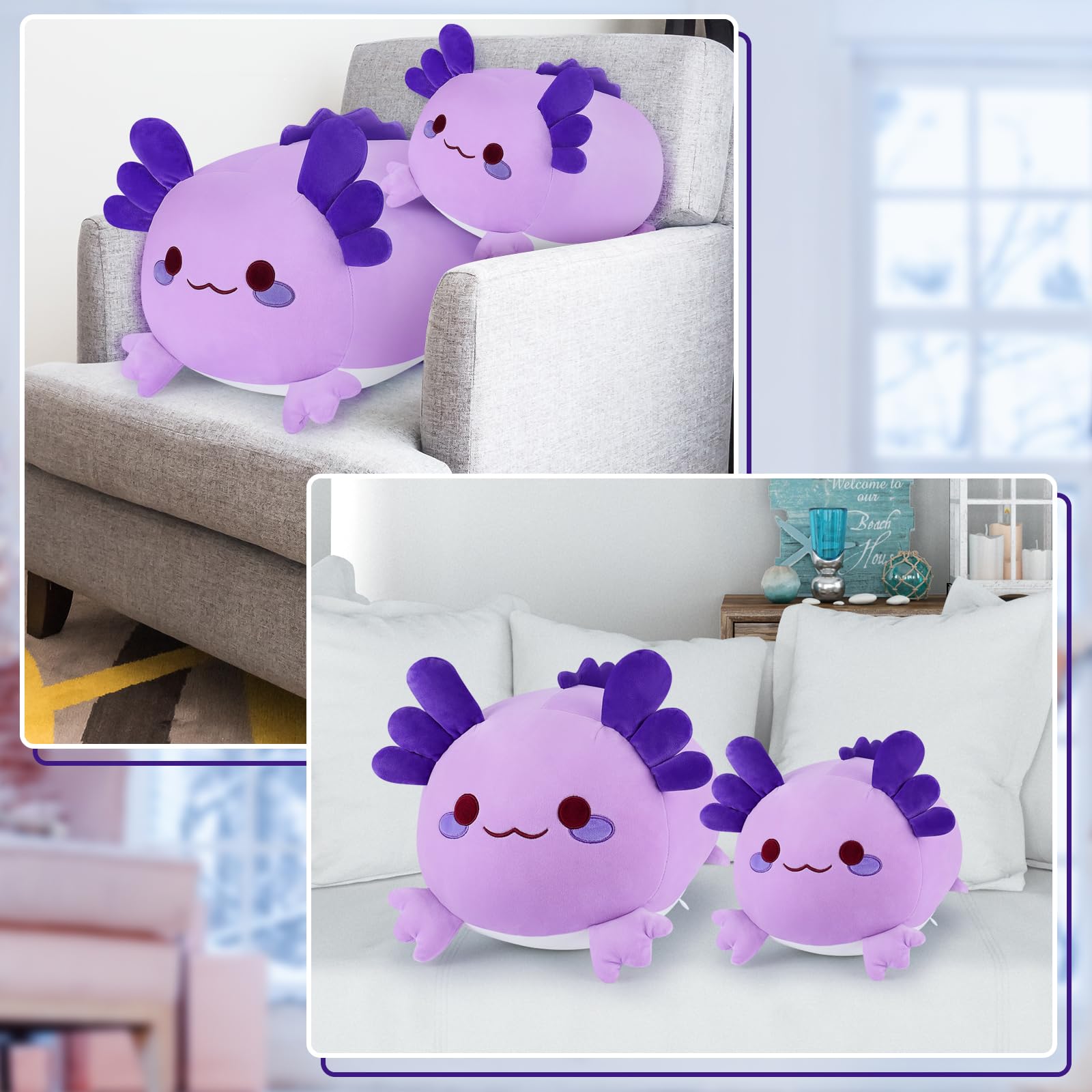 Cute Plush Pillow Stuffed Animal, (Purple Salamander,40 cm)