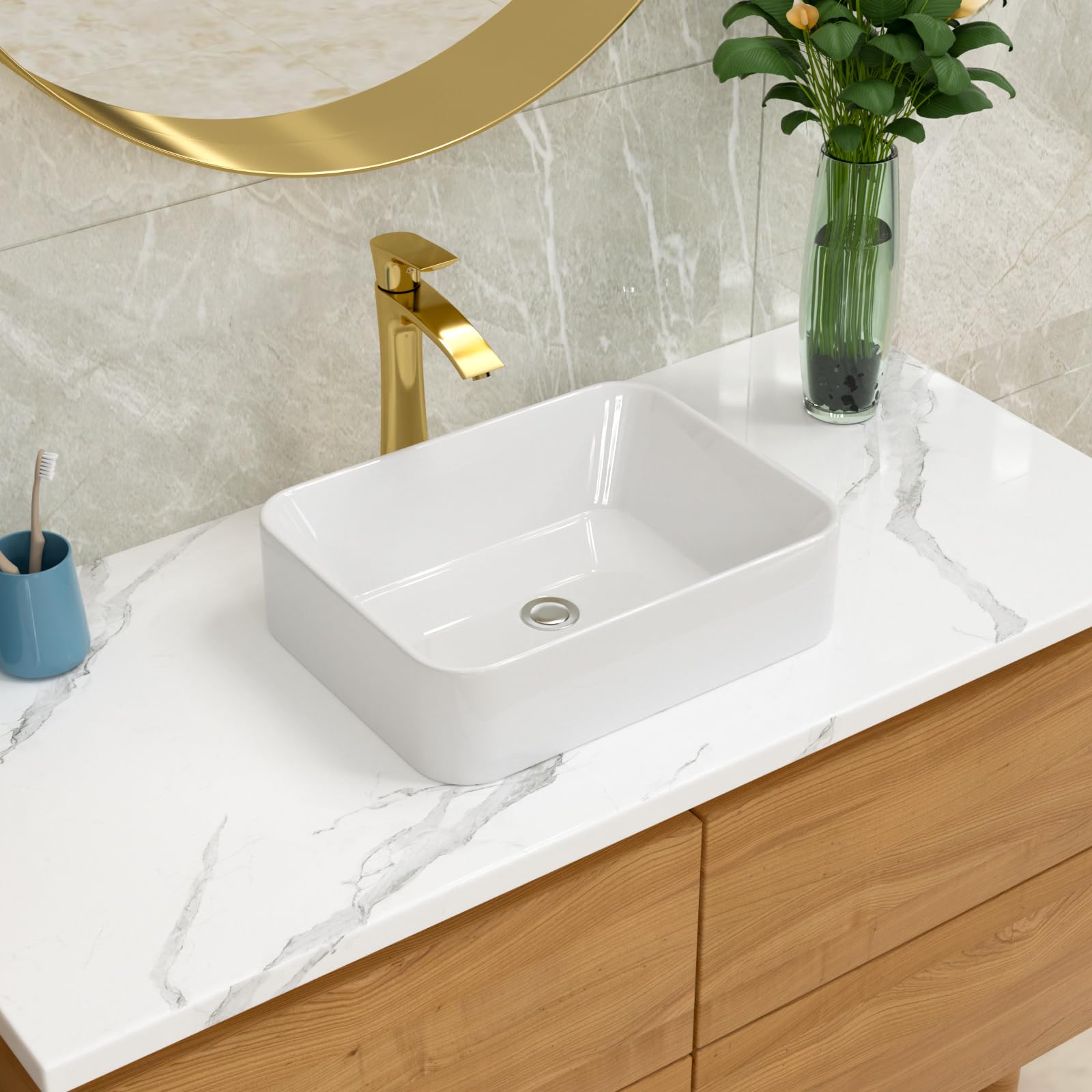 Vessel Sink Rectangle - Lordear Bathroom Sink Modern white 48 x 38 cm