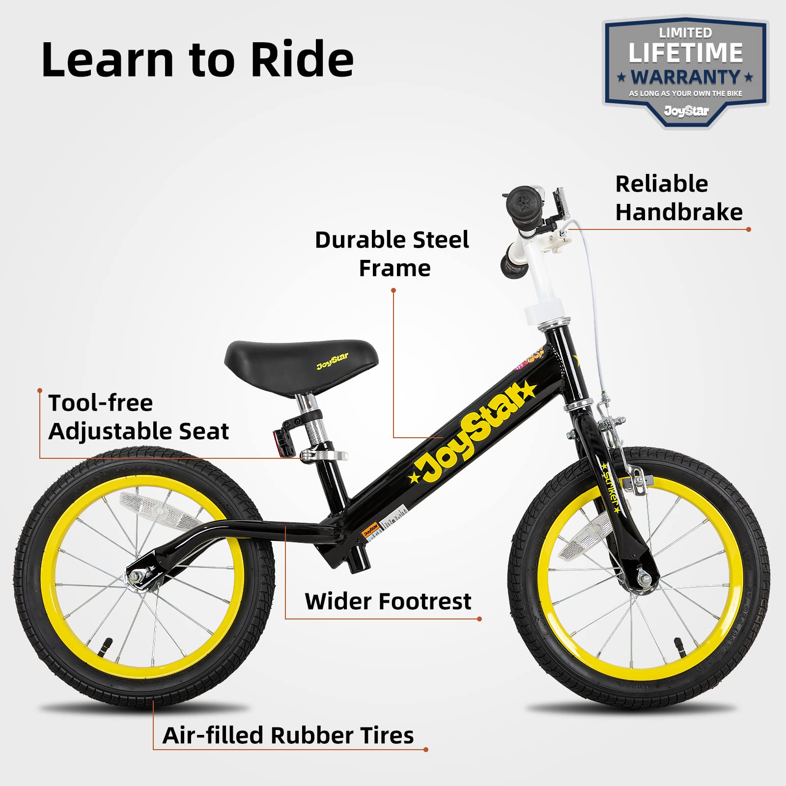 JOYSTAR 16 Inch Balance Bike for Big Kids 5 to 8 Years Old with Adjustable Seat, No Pedal Training Bicycle