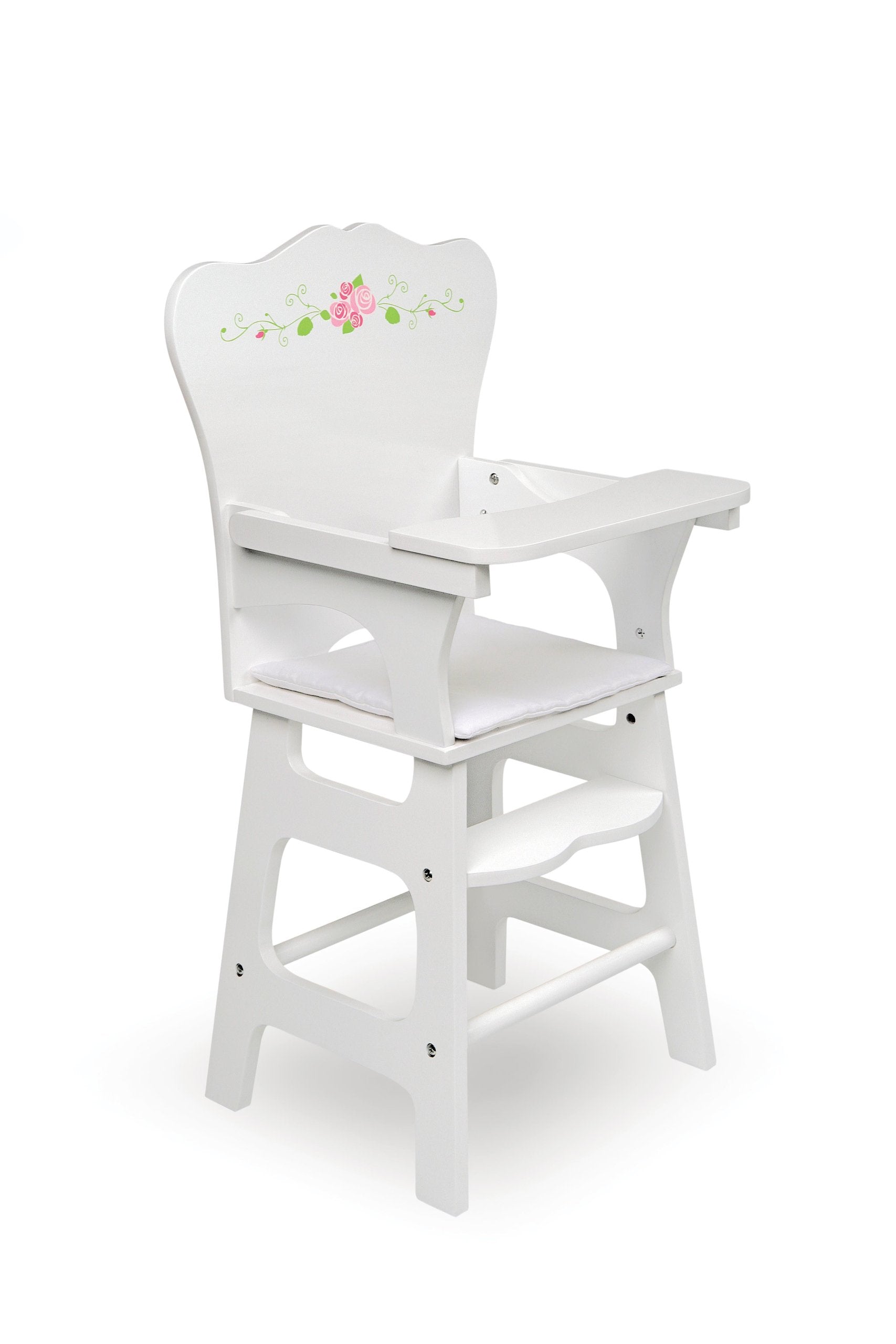 Badger Basket White Rose Doll High Chair (fits American Girl dolls), White Rose