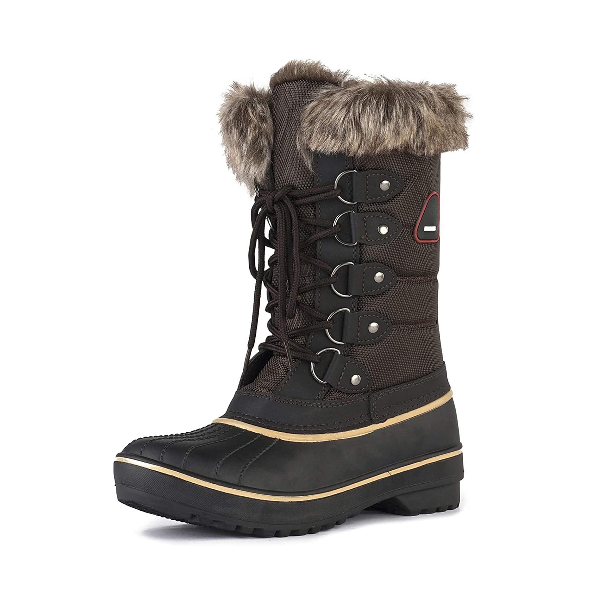 SIZE 38: DREAM PAIRS Women's Warm Faux Fur Lined Mid-Calf Winter Snow Boots