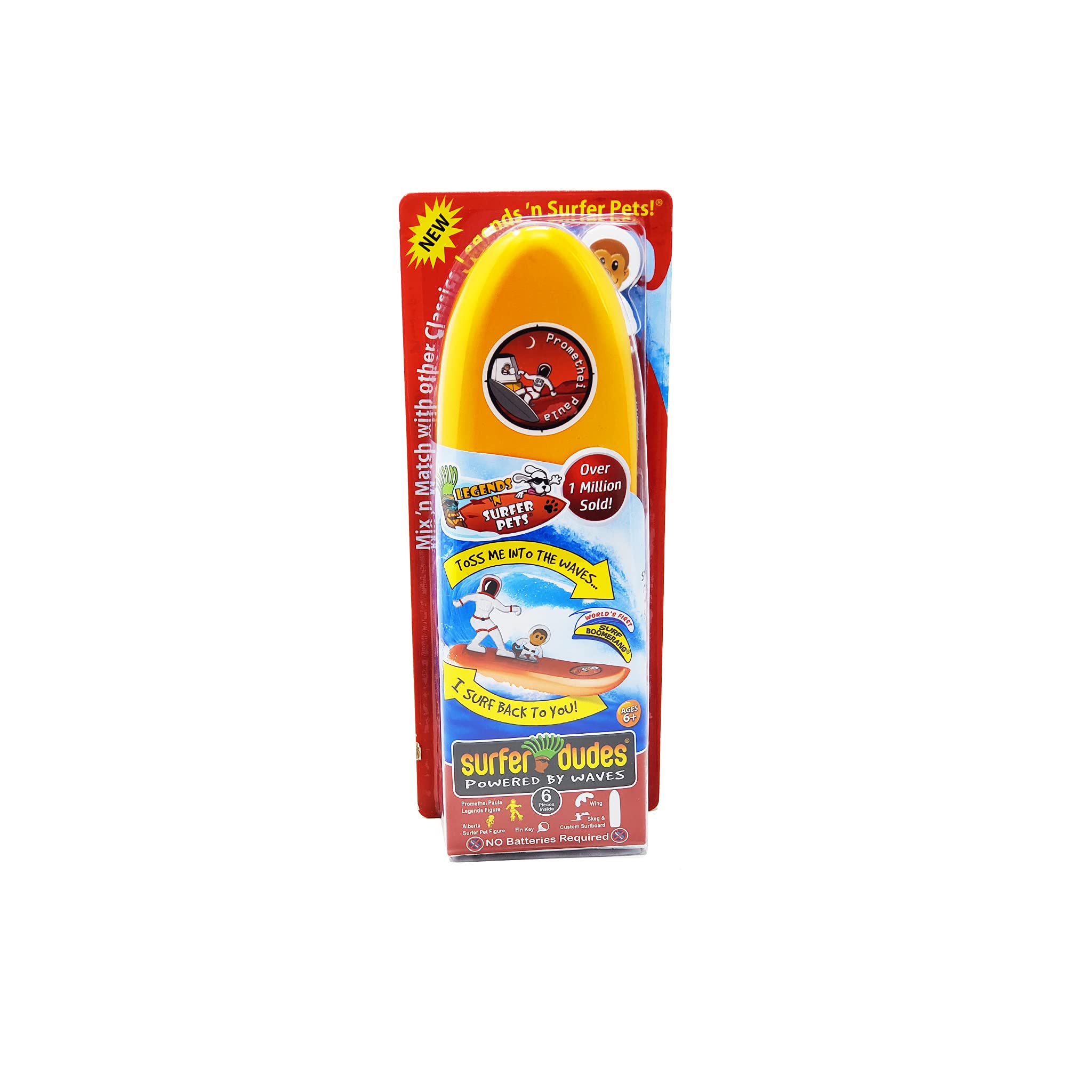 Surfer Dudes Legends & Surfer Pets Wave Powered Mini-Surfer, Pet and Surfboard Beach Toy - Promethei Paula and Alberta