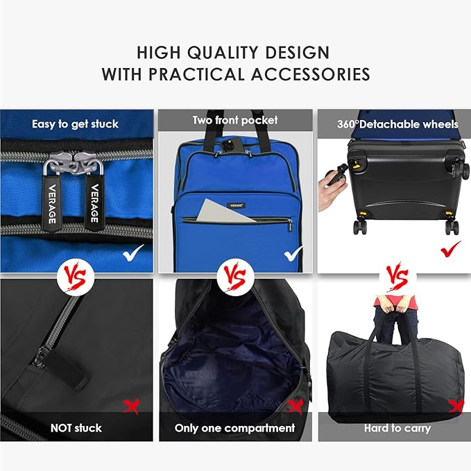 حقيبة سفر كبيرة من Verage Freeland بعجلات دوارة كبيرة جدًا، وحقيبة سفر صلبة قابلة للتوسيع