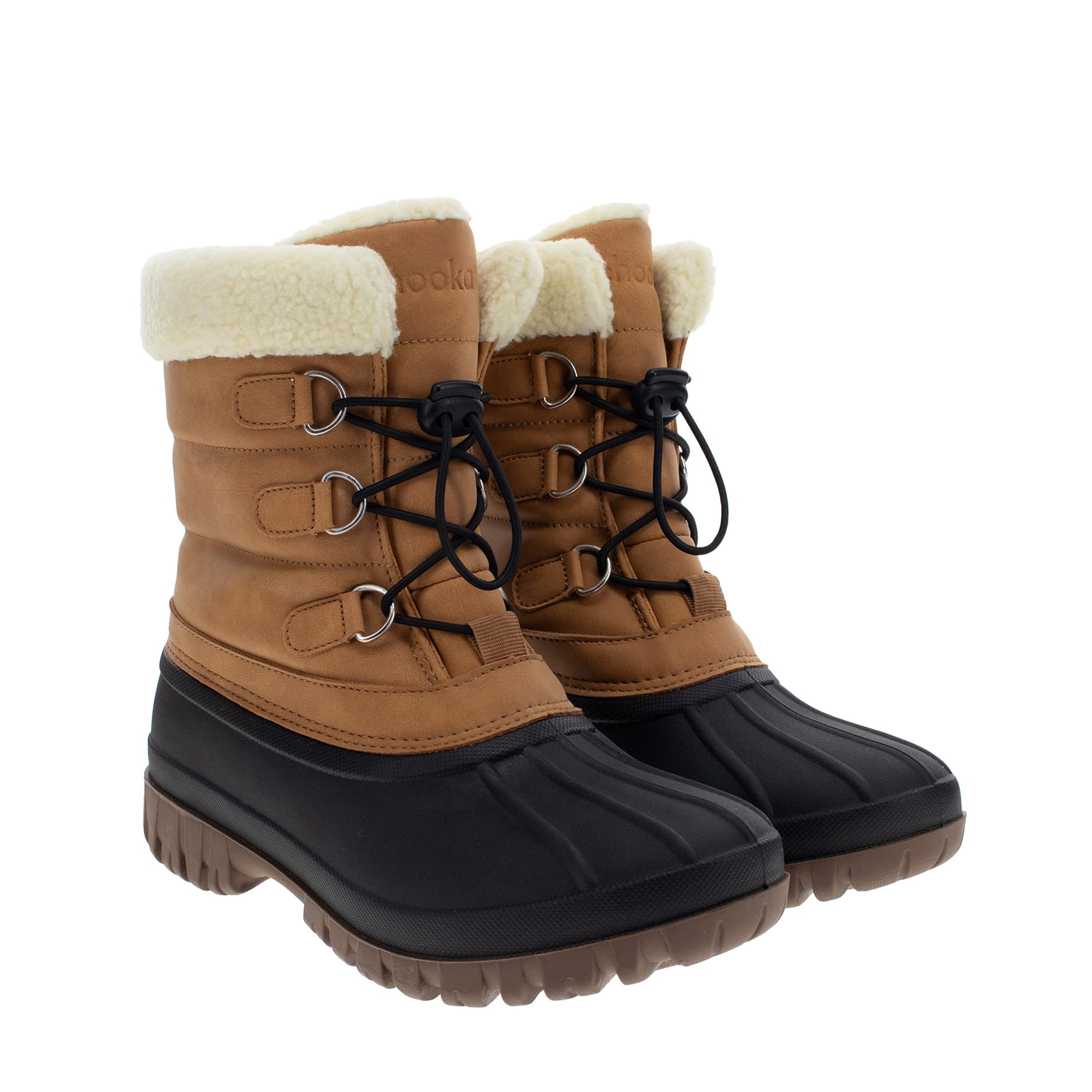 المقاس: 39 - حذاء ثلج شتوي نسائي من تشوكا دافئ معزول مبطن بالقطيفة ومقاوم للماء حتى منتصف الساق