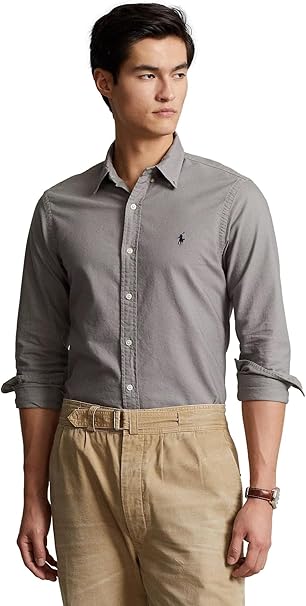POLO RALPH LAUREN Men's Long Sleeve Slim Fit Oxford color gray