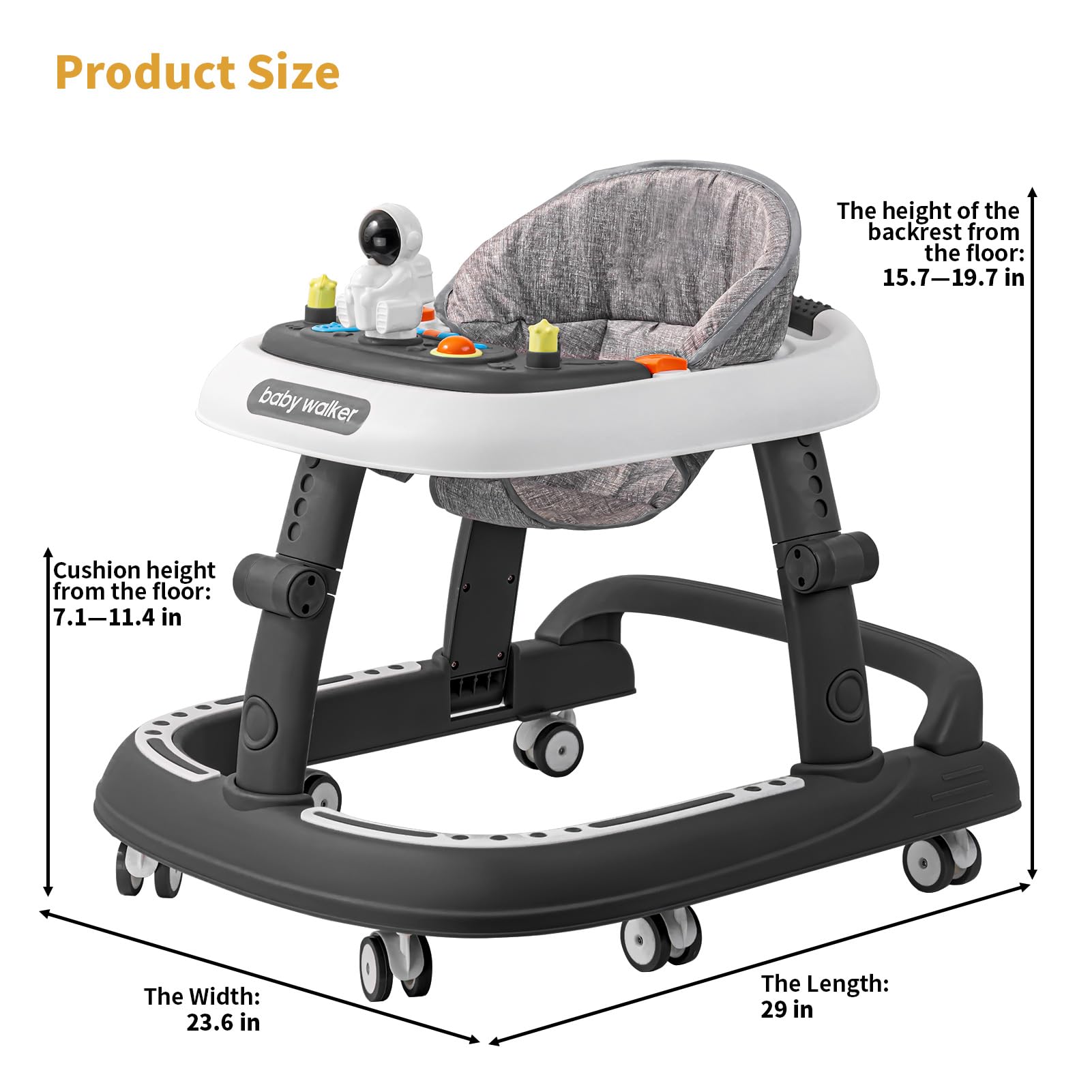 Baby Walker, 3-in-1 Foldable Baby Walker for Baby Boys and Baby Girls, 6-24 Months - D