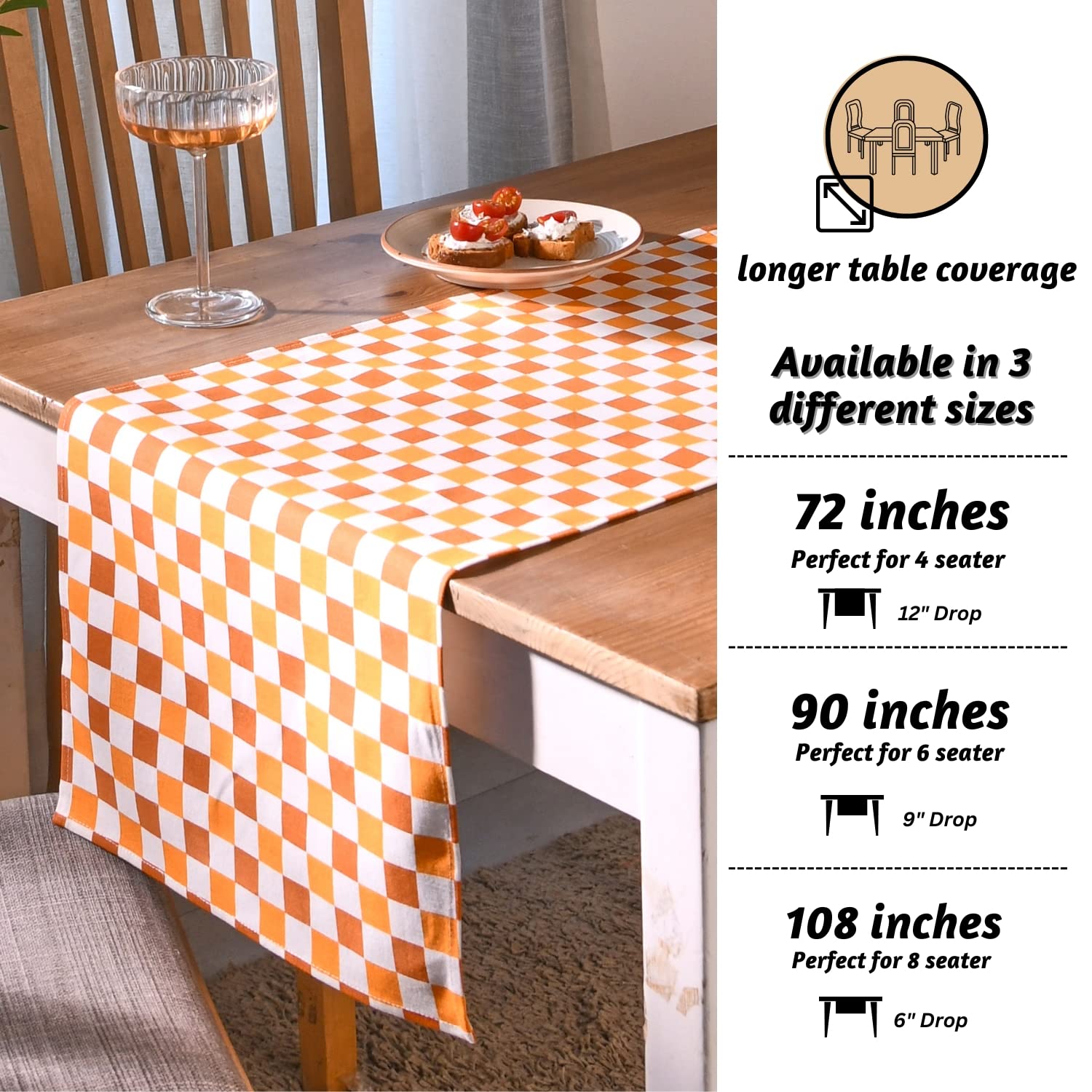 مفرش طاولة غولدي ١٠٠٪ قطن ٣٥.٥٦ × ٢٧٤.٣٢ سم