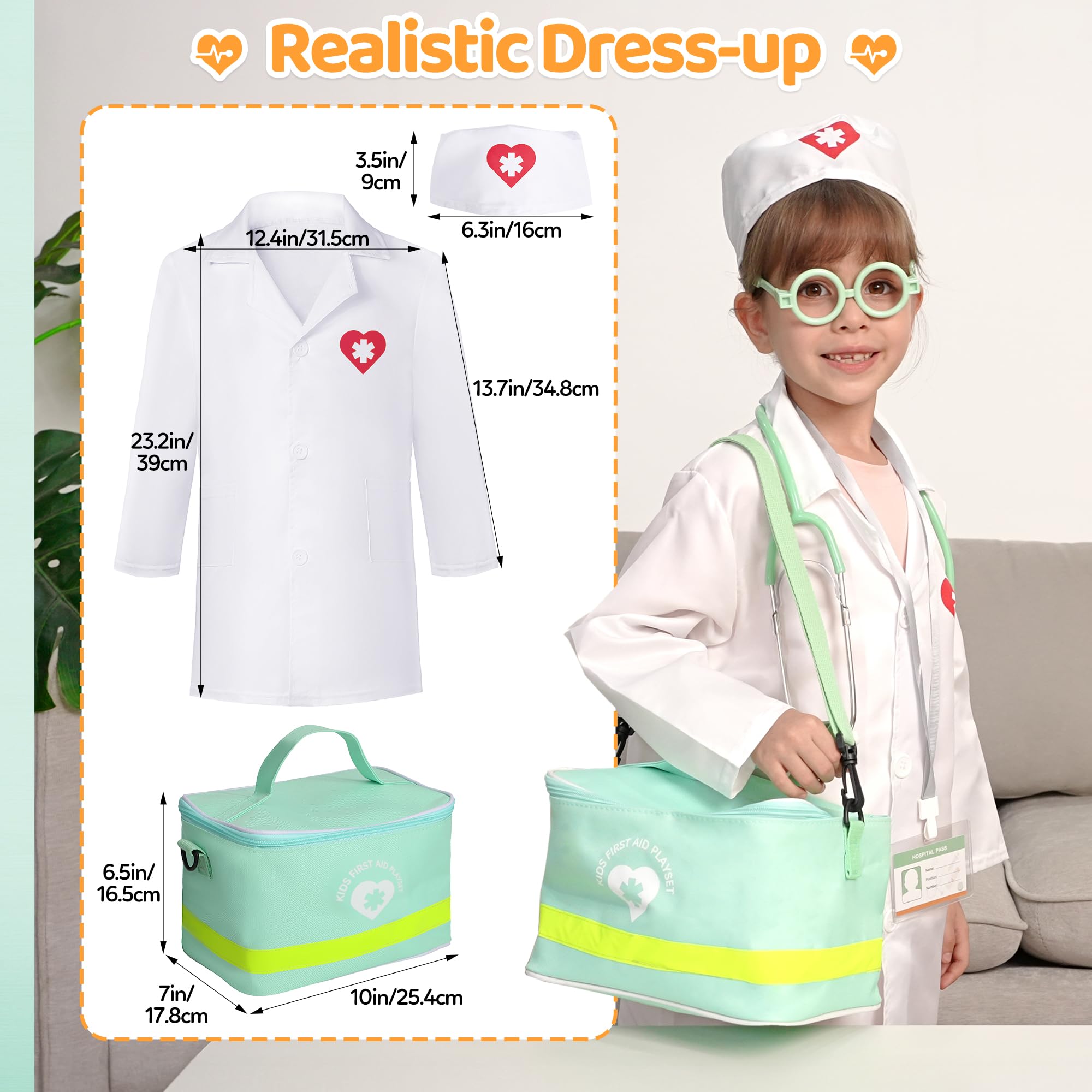 Liberry Doctor Kit for Toddlers Aged 3 4 5, Kids Doctor Play Set with Real Stethoscope & Medical Bag, Pretend Doctor Toys for Boys Girls Birthday Gift