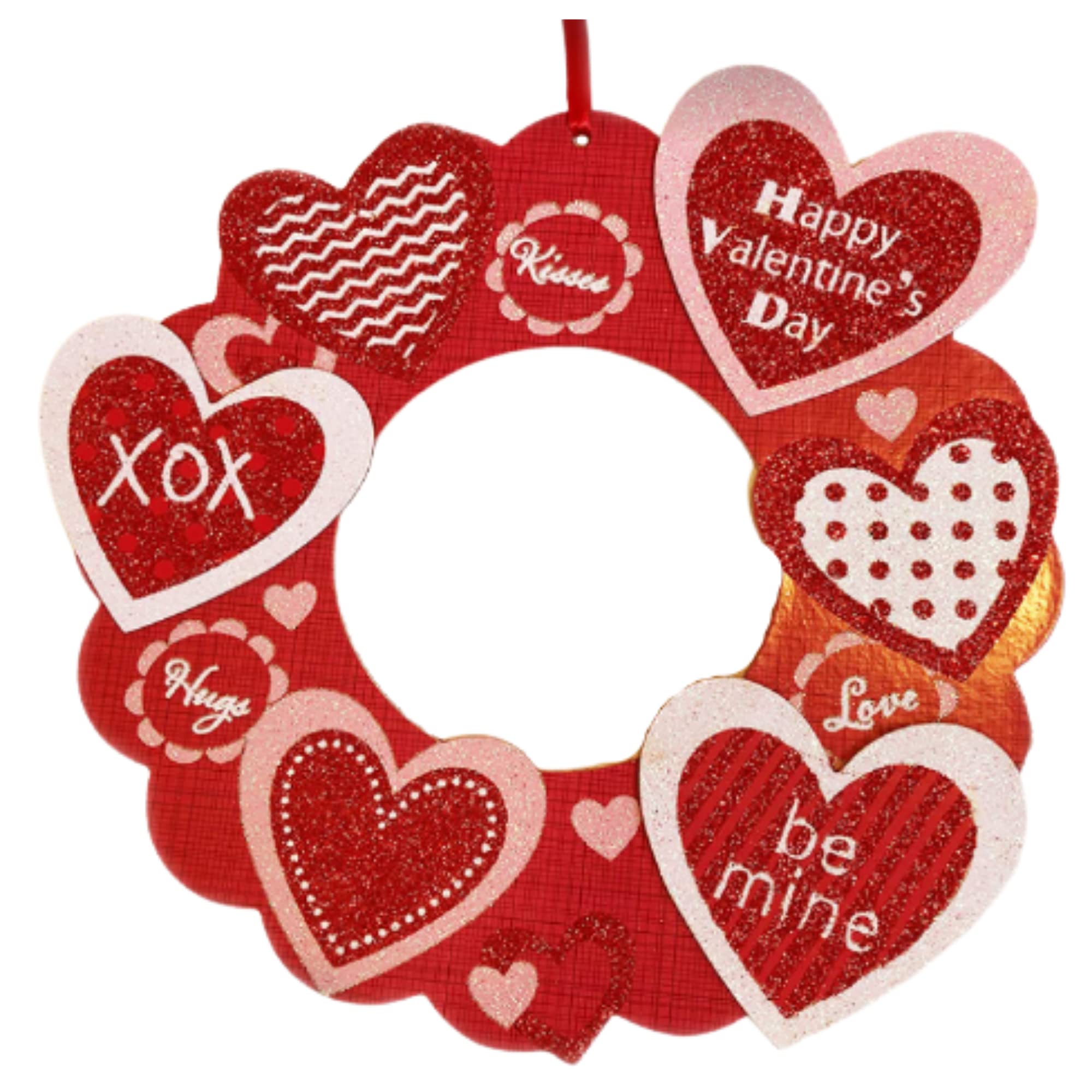 Ja'Cor Valentines Wreath Sign Red Pink White Valentine Heart Wreaths 1Ct, Hanging Decor