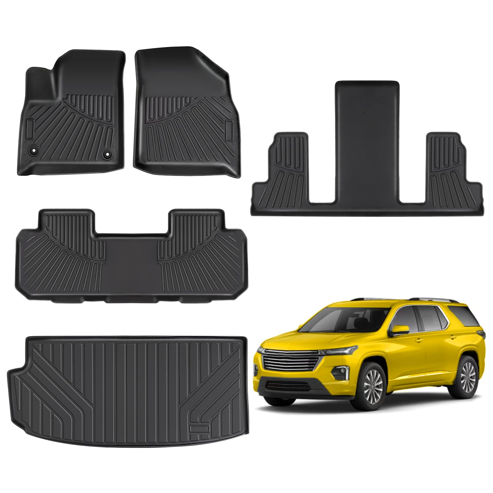 DAZANZAN Floor Mats for Chevrolet/Chevy Traverse 7 Seater 2024-2018 4Pcs