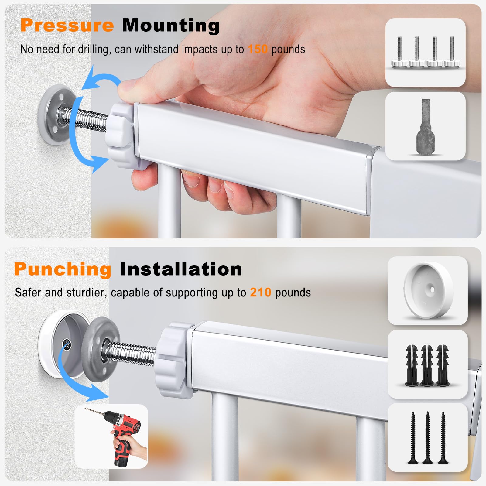 Tiovo Baby Gate with Cat Door Adjustable, 74.93 cm - 113.03 cm
