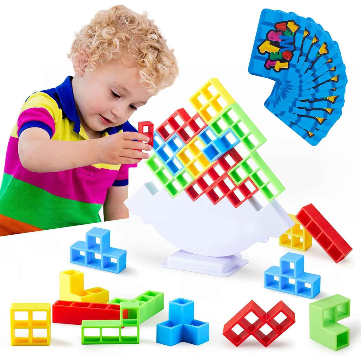 48 Pcs Tetra Tower Balance Stacking Blocks Game, Board Games for 2 Players