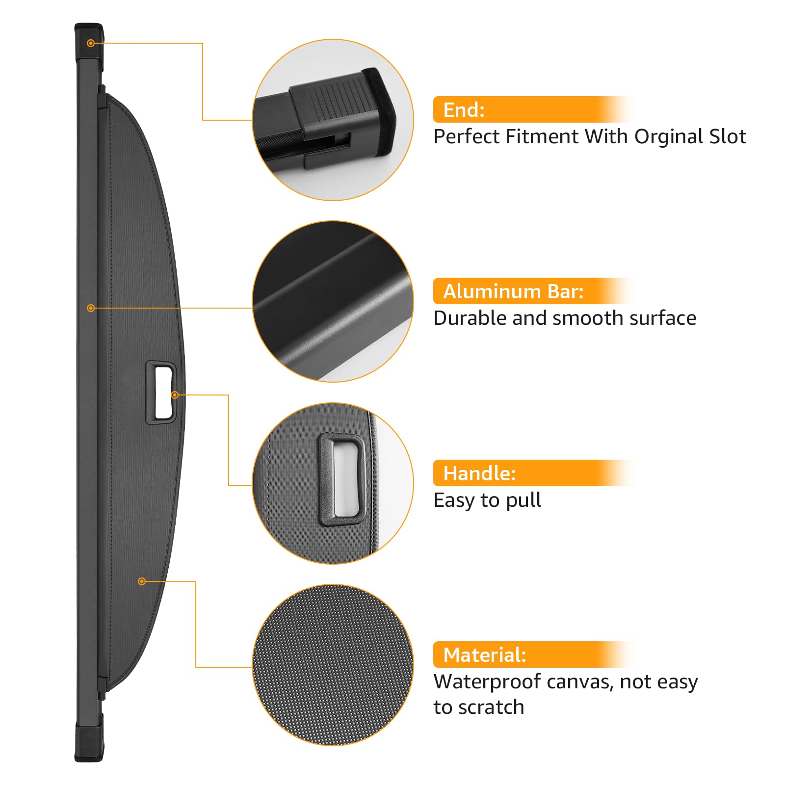 DiffCar Cargo Security Shade Cover for 2022 2023 Hyundai Tucson, Black Retractable Waterproof Trunk Cover Security Shade for Hyundai Tucson Accessories, Luggage Privacy Screen All Weather Protection