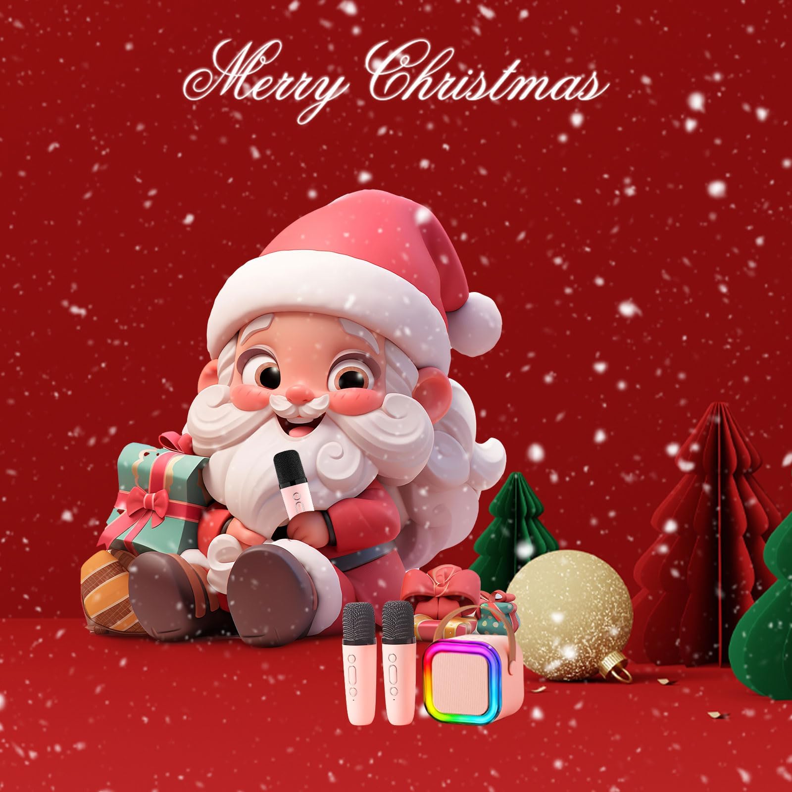 Mini Karaoke Machine for Kids Adults,Portable Bluetooth Speaker with 2 Wireless Microphones, MP3 Music Player Gifts Toys for Girls 3-12 Year Old Birthday Family Home Party (Pink 2 Mics)