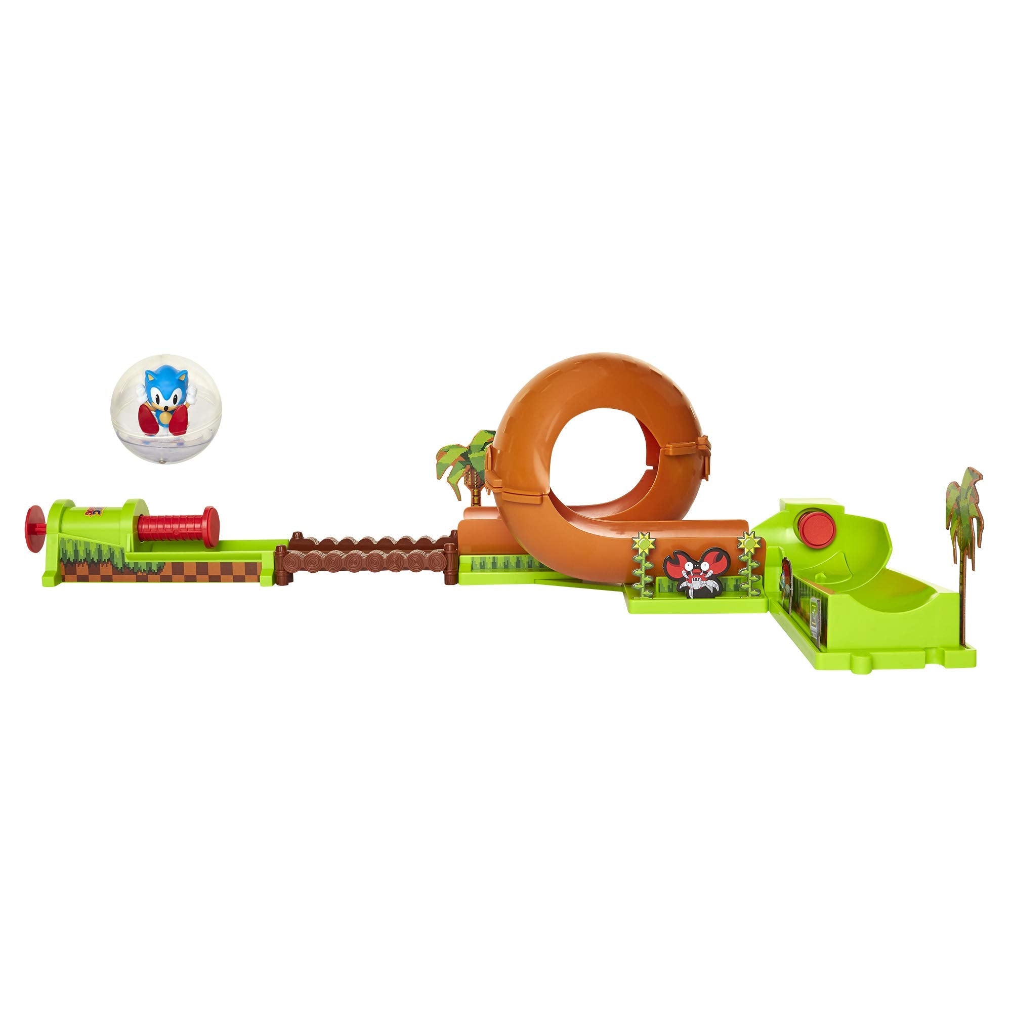 Sonic The Hedgehog Pinball Green Hill Zone Pinball Track Play Set |Looping Action & Automatic Bumper | 9Piece with Exclusive Sonic Sphere Included