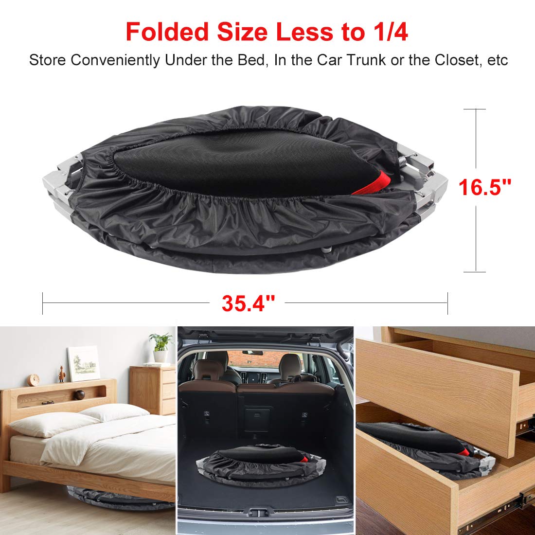 ترامبولين اللياقة البدنية القابل للطي FirstE بطول 122 سم، ترامبولين تمارين ارتداد مع 4 مستويات ارتفاع قابلة للتعديل