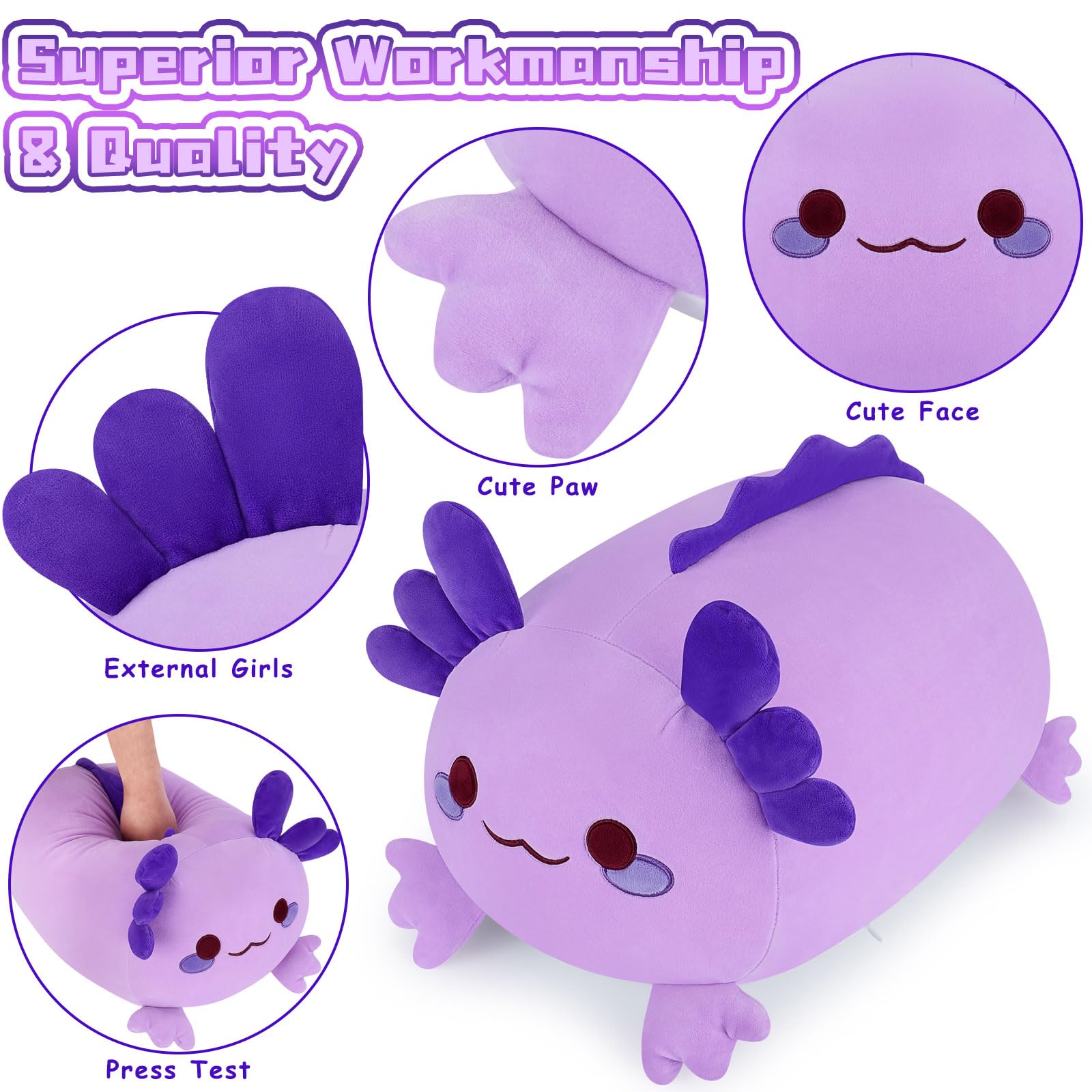 Cute Plush Pillow Stuffed Animal, (Purple Salamander,40 cm)