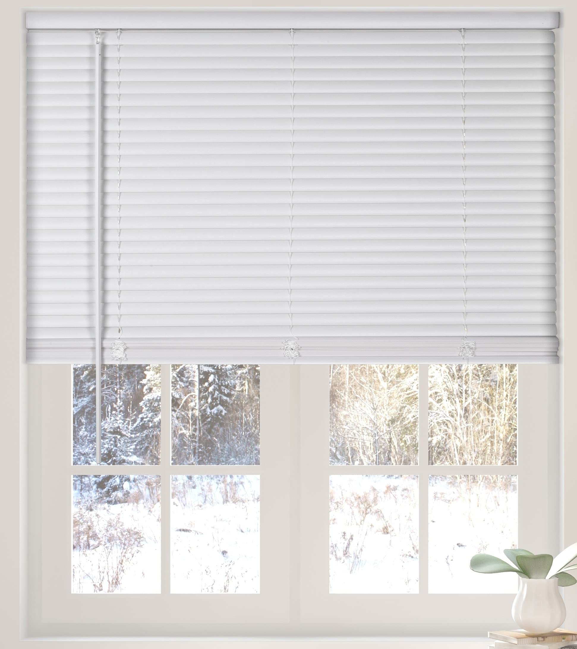 Calyx Interiors 2.5 cm Cordless Vinyl Mini Blinds, White, 77 W x 152 H cm