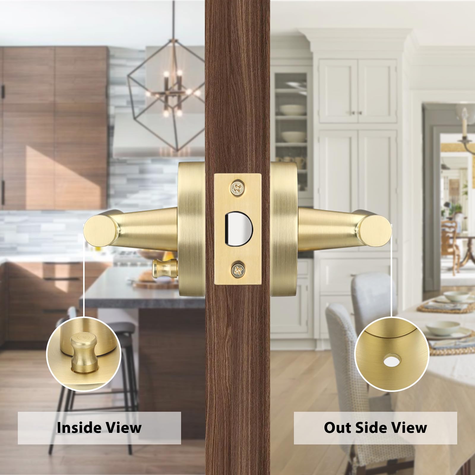 مقبض باب داخلي عالي التحمل من هايدمز جولد، مقبض ذراع باب الخصوصية، مقابض أبواب الحمامات الداخلية، مقبض باب غرفة النوم العصرية