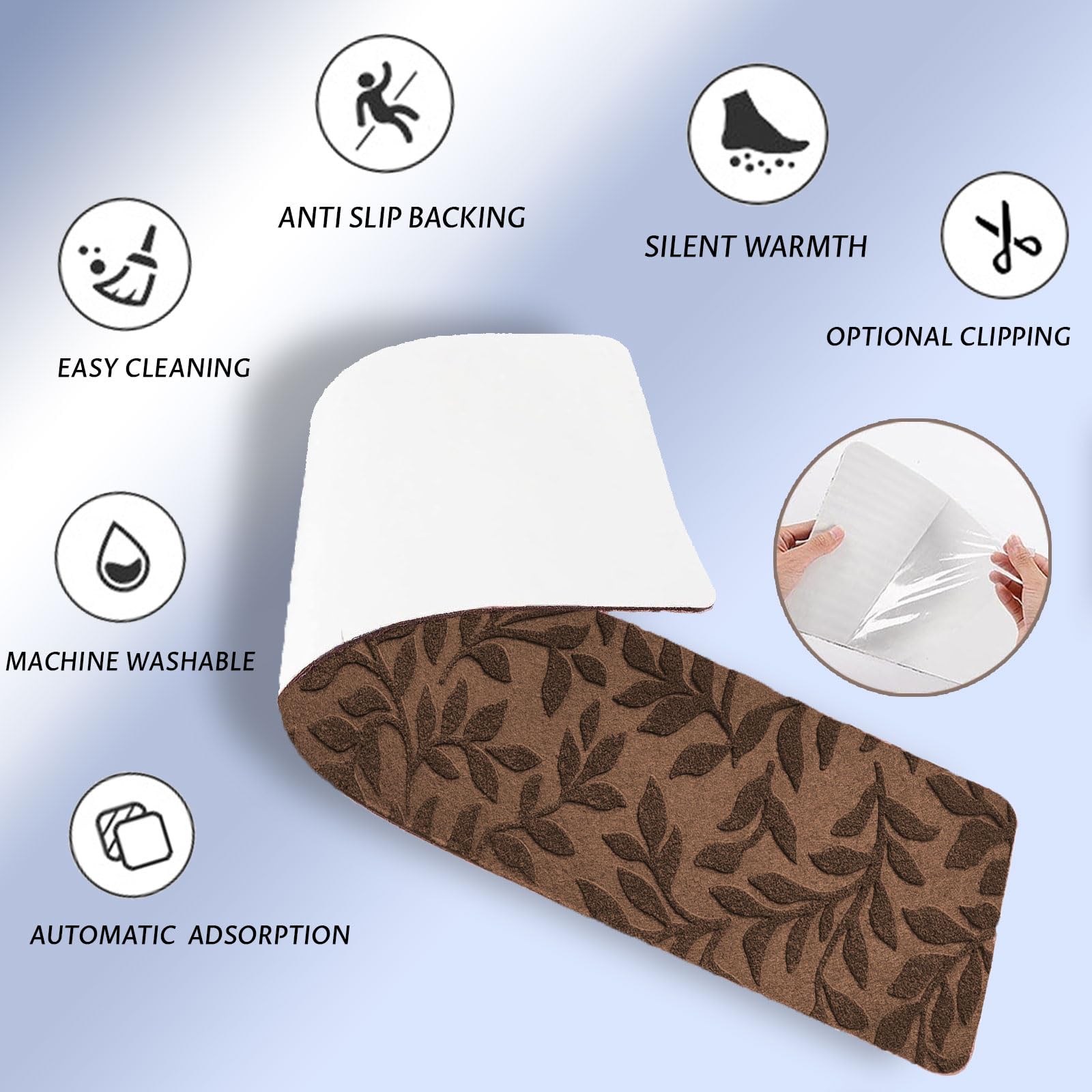 Bulijojo Non-Slip Carpet Stair Treads for Wooden Steps Set of 15, 30"X8" Indoor Stair Runner Stair Rugs for Dogs, Kids & Elders, Stair Mat with Reusable Adhesive (Leaf Brown)