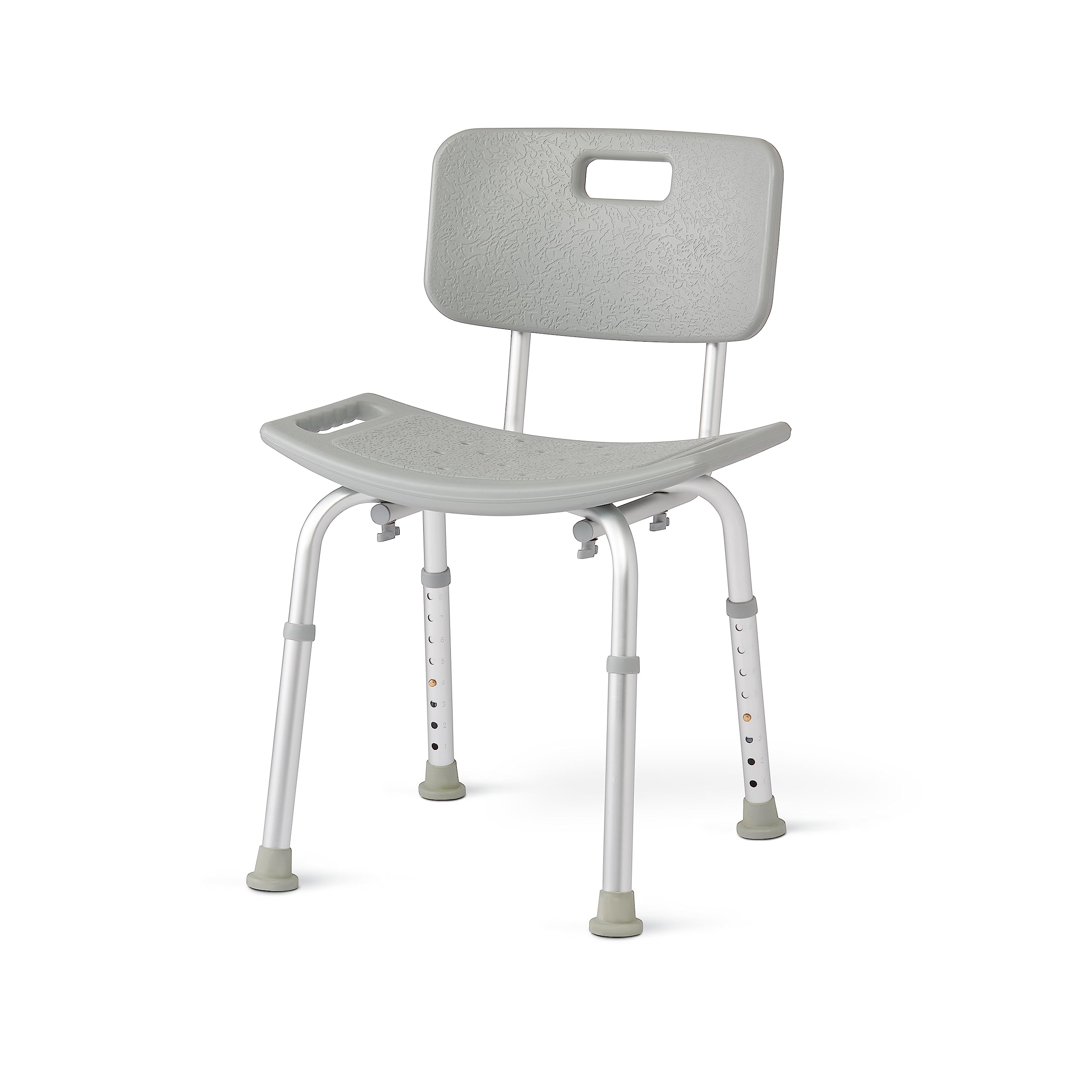 Medline Bath Chair with Back, Shower Chair Stool for Elderly Adults, Height Adjustable Legs, Tool-Free Assembly, Shower Seat with Suction Cup Feet, Gray