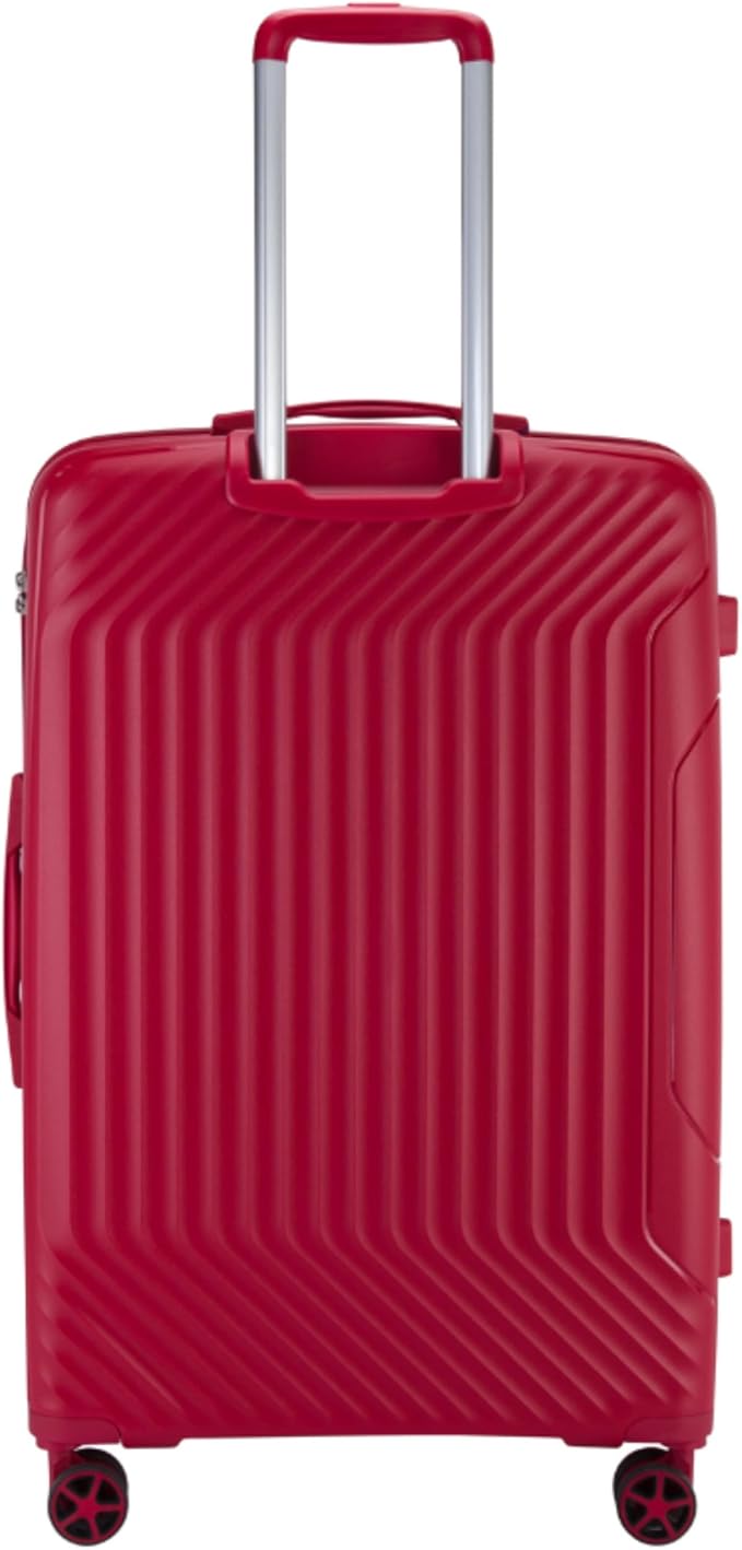 مجموعة حقائب سفر برينس، 3 قطع، غير قابلة للكسر، مزودة بـ 4 عجلات دوارة، خفيفة الوزن، مزودة بقفل مضاد للسرقة، مقاس 20 و24 و28 بوصة، لون أحمر