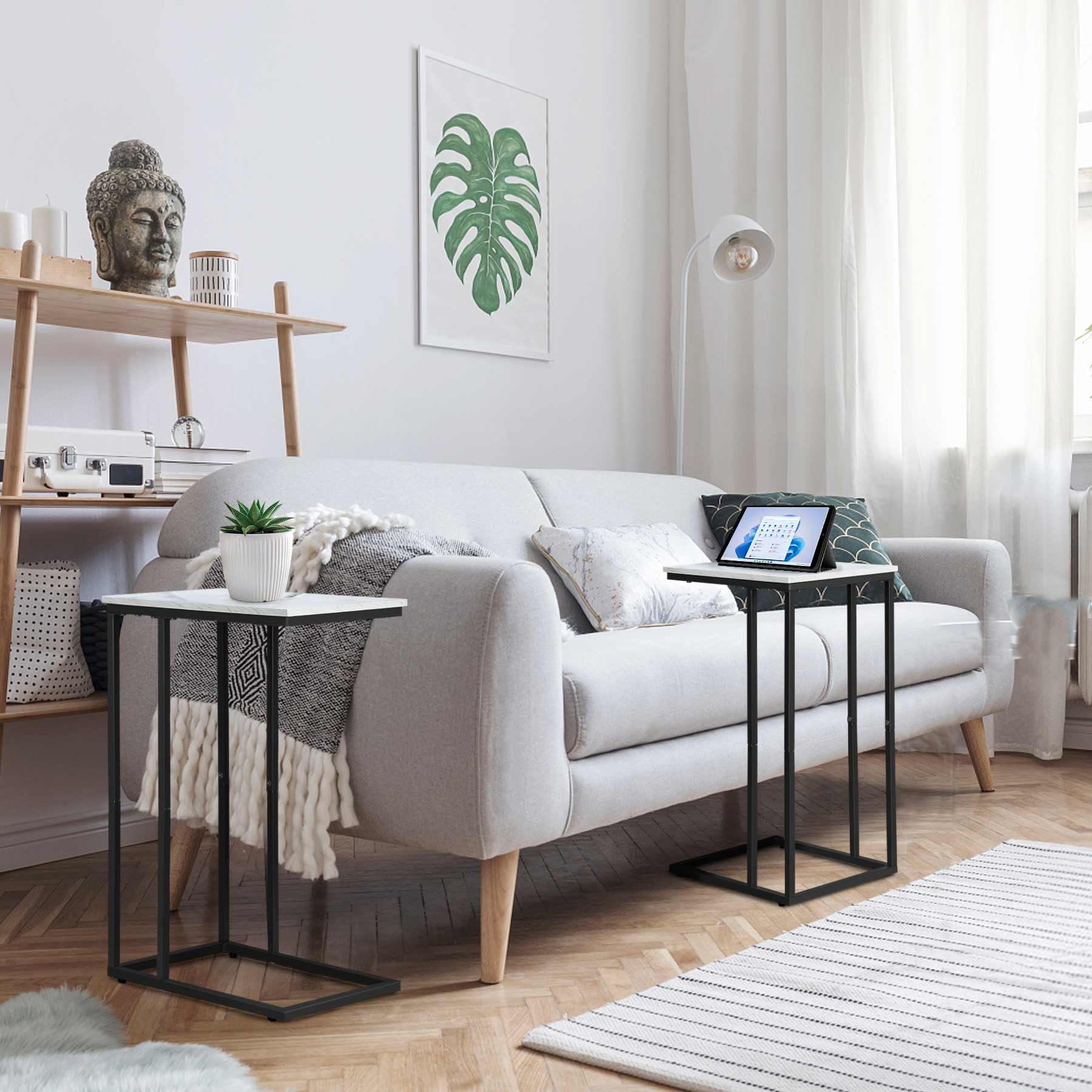 Possile C Shaped Side Table Set of 2, Marble