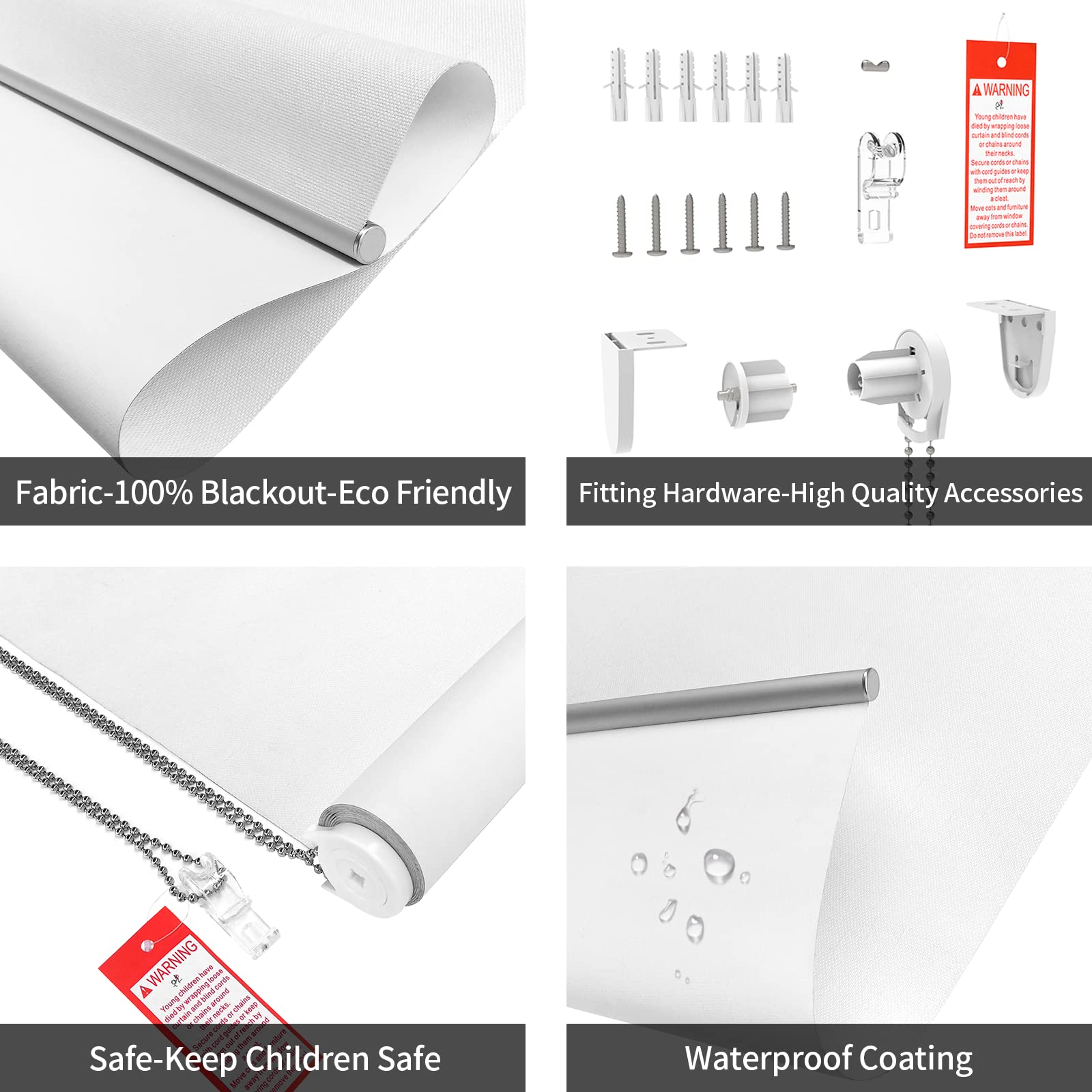 ستائر نوافذ هوم بوكس رول معتمة ١٠٠٪، لون أبيض، عرض ١١٩.٣٨ سم × ارتفاع ١٨٢.٨٨ سم