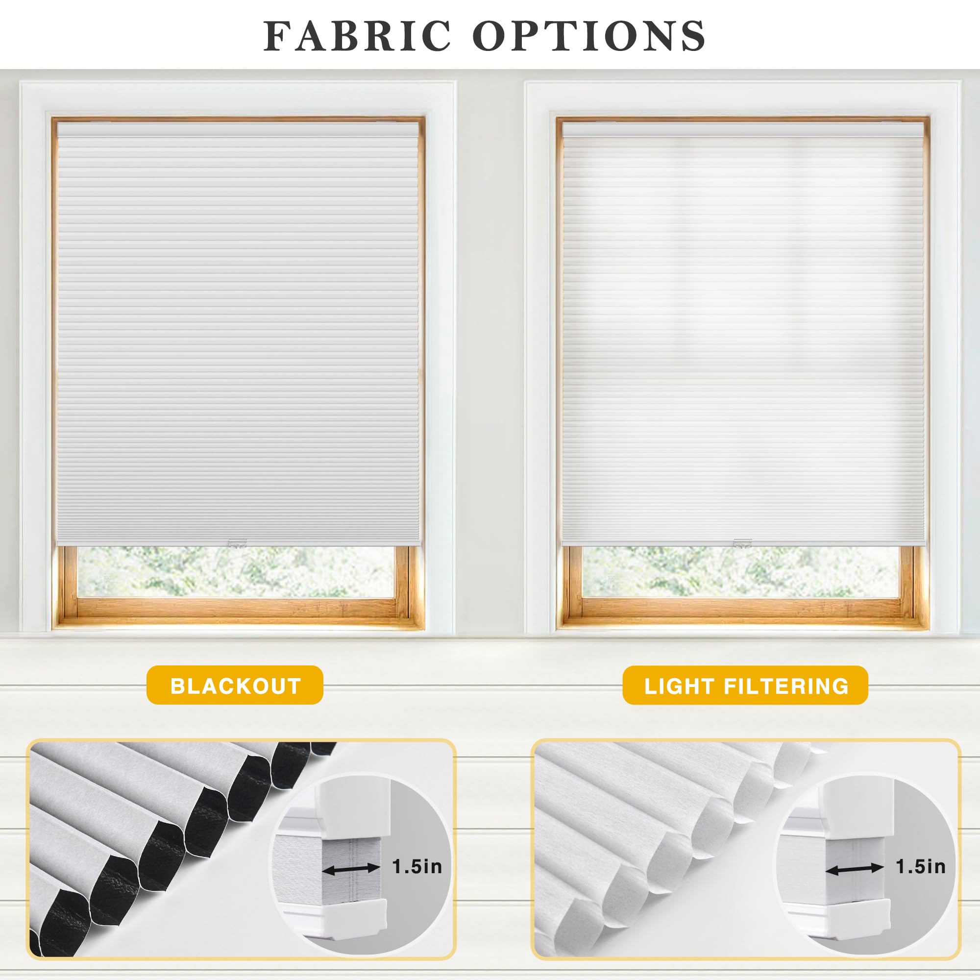 LazBlinds Cordless Cellular Blackout Honeycomb Shades with 4 cm cells,Size 86 cm W x 183 cm H Dark Coffee