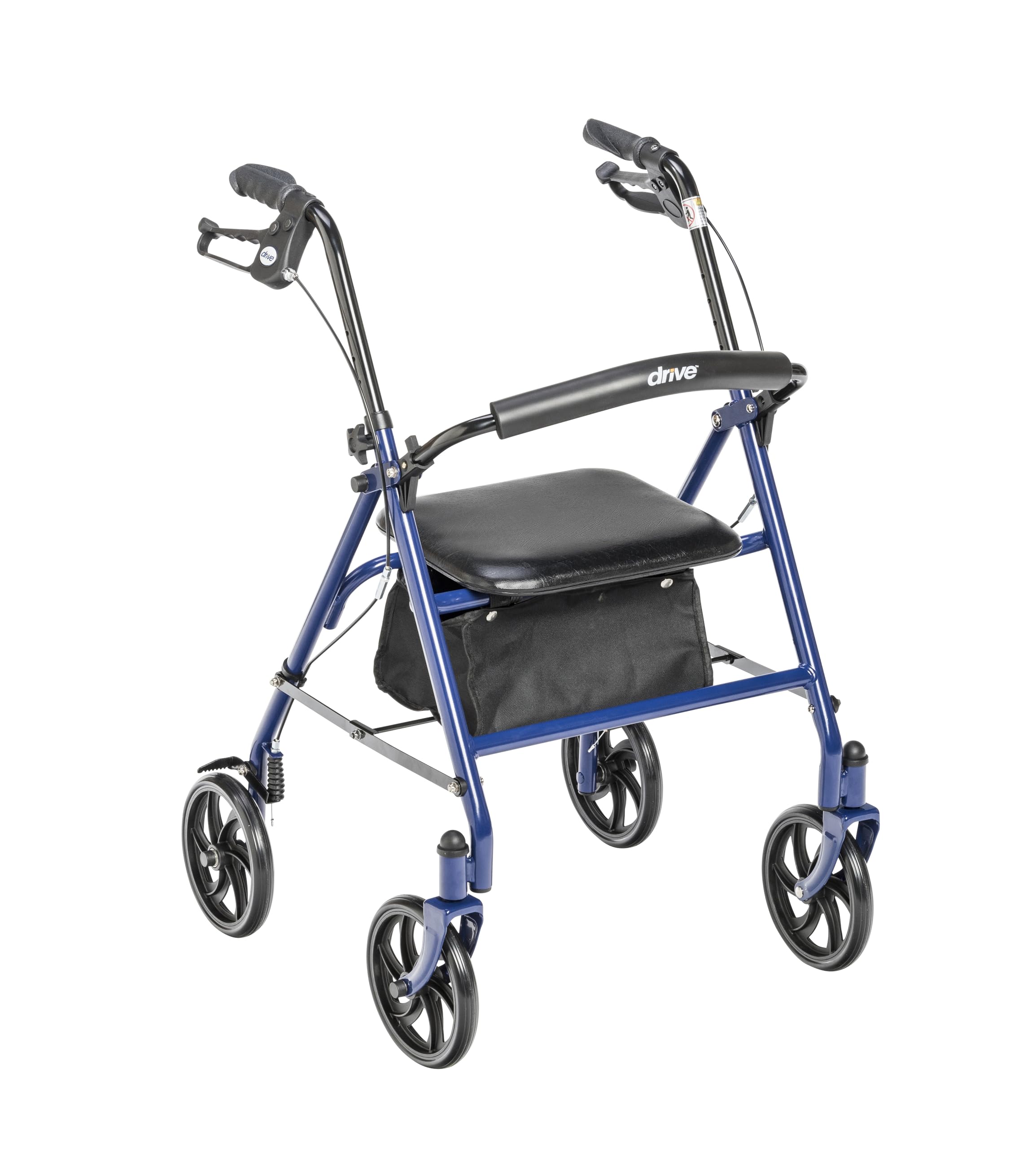 Drive Medical Wheel Rollator Walker With Seat, Steel Rolling Walker, Blue-2