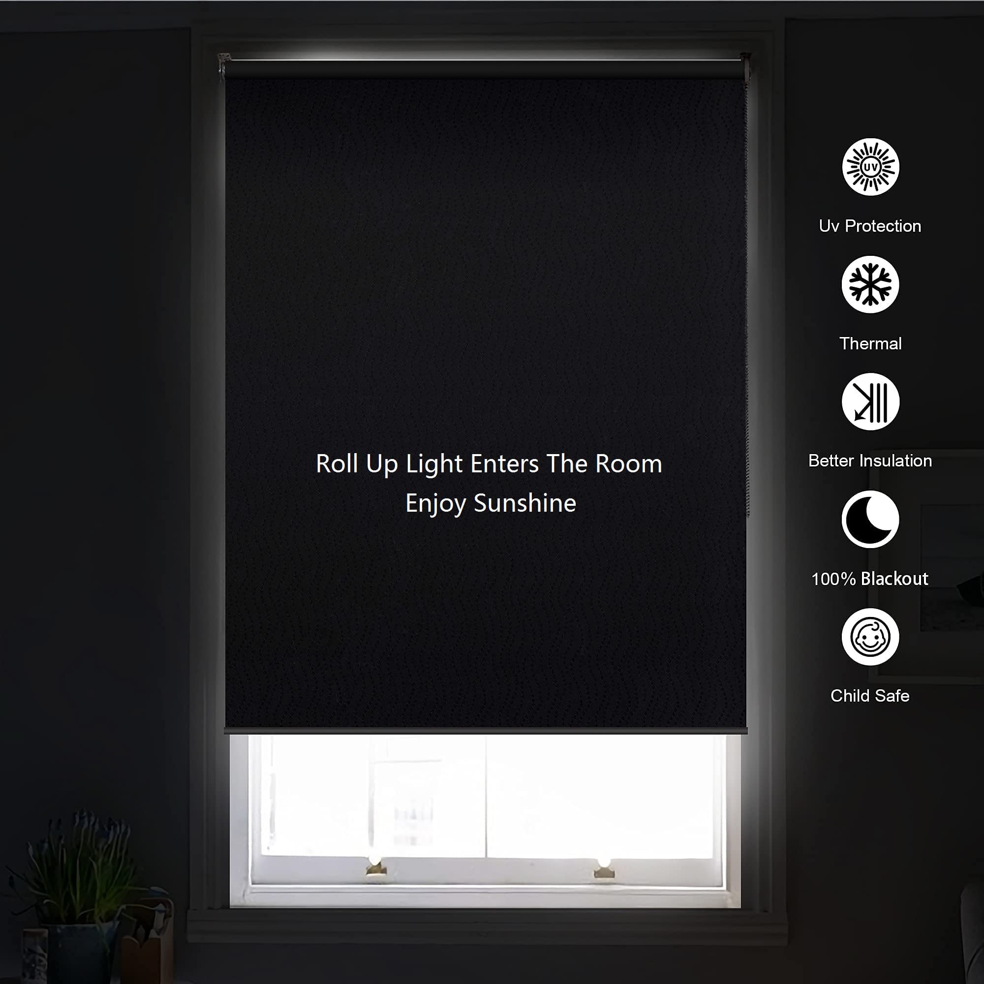 ستائر نوافذ هوم بوكس رول معتمة ١٠٠٪، لون أبيض، عرض ١١٩.٣٨ سم × ارتفاع ١٨٢.٨٨ سم