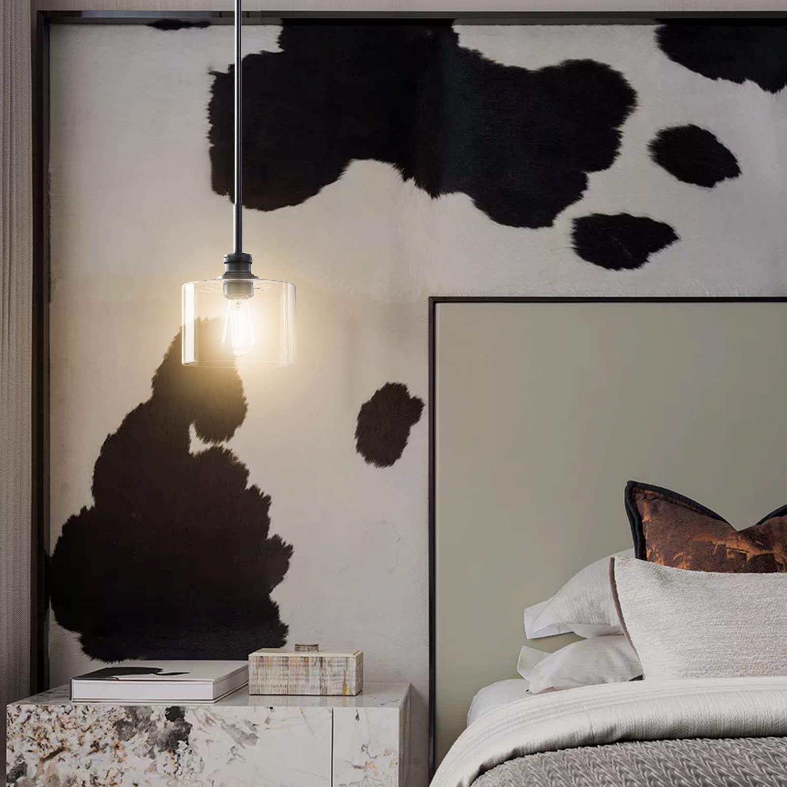 Doraimy Lighting 2 Pack 1 Light Vintage Hanging Pendant Lighting Oil Rubbed Bronze Finish 19 cm