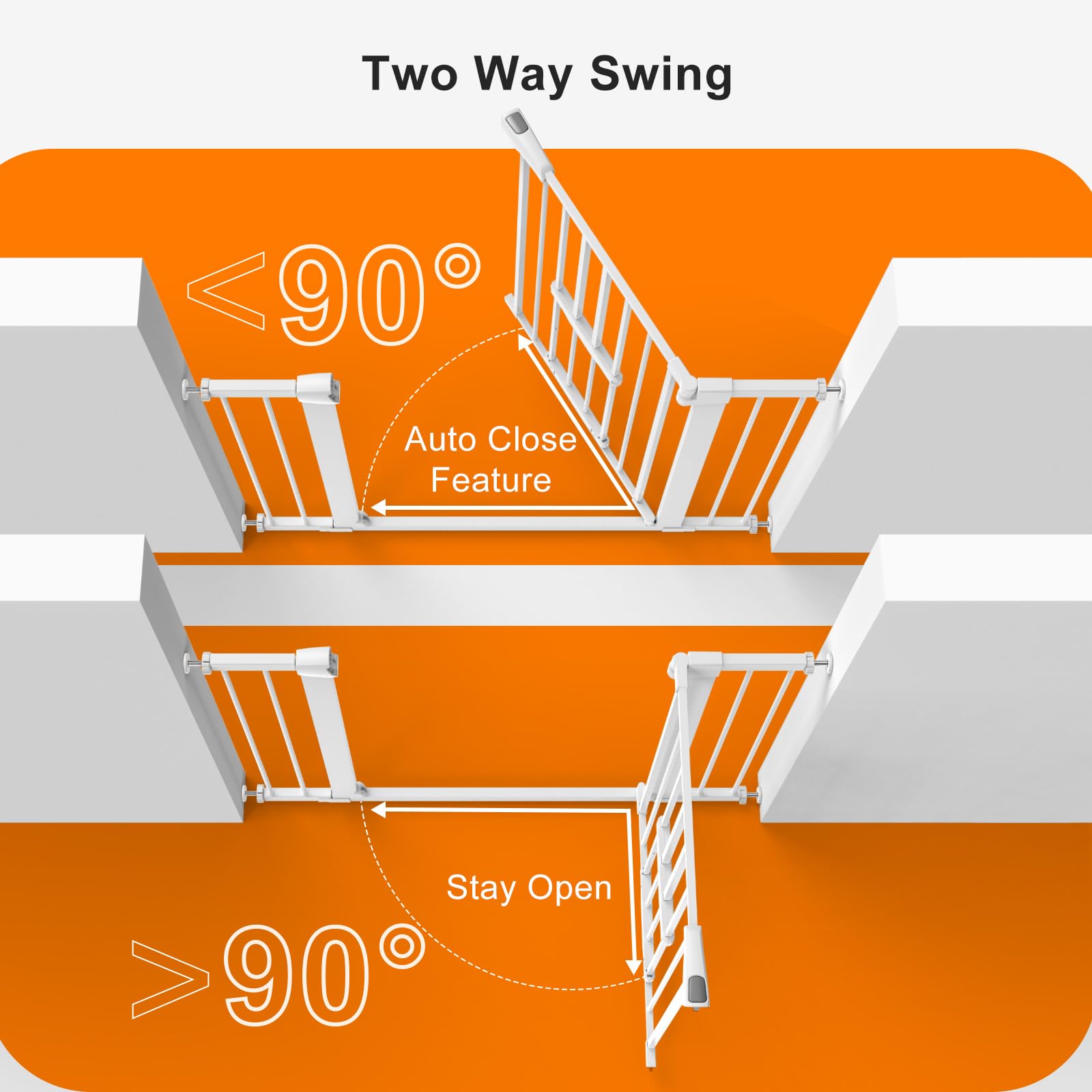 Tiovo Baby Gate with Cat Door Adjustable, 74.93 cm - 113.03 cm
