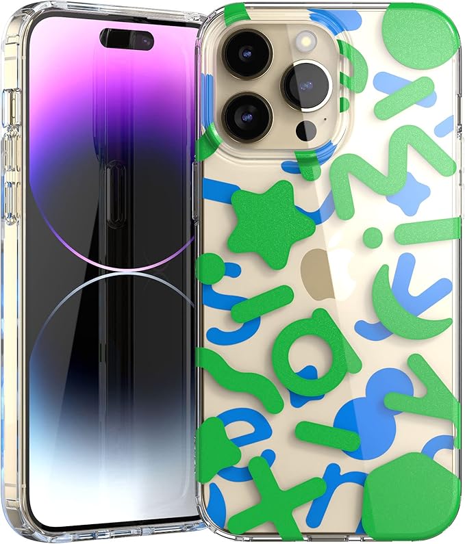 جراب Senyimax لهاتف iPhone 14 Pro Max أنيق وجذاب بنمط حروف مزدوج الطبقات، جراب واقٍ صلب مقاوم للصدمات من مادة TPU للرجال والفتيات والنساء (متعدد الألوان)