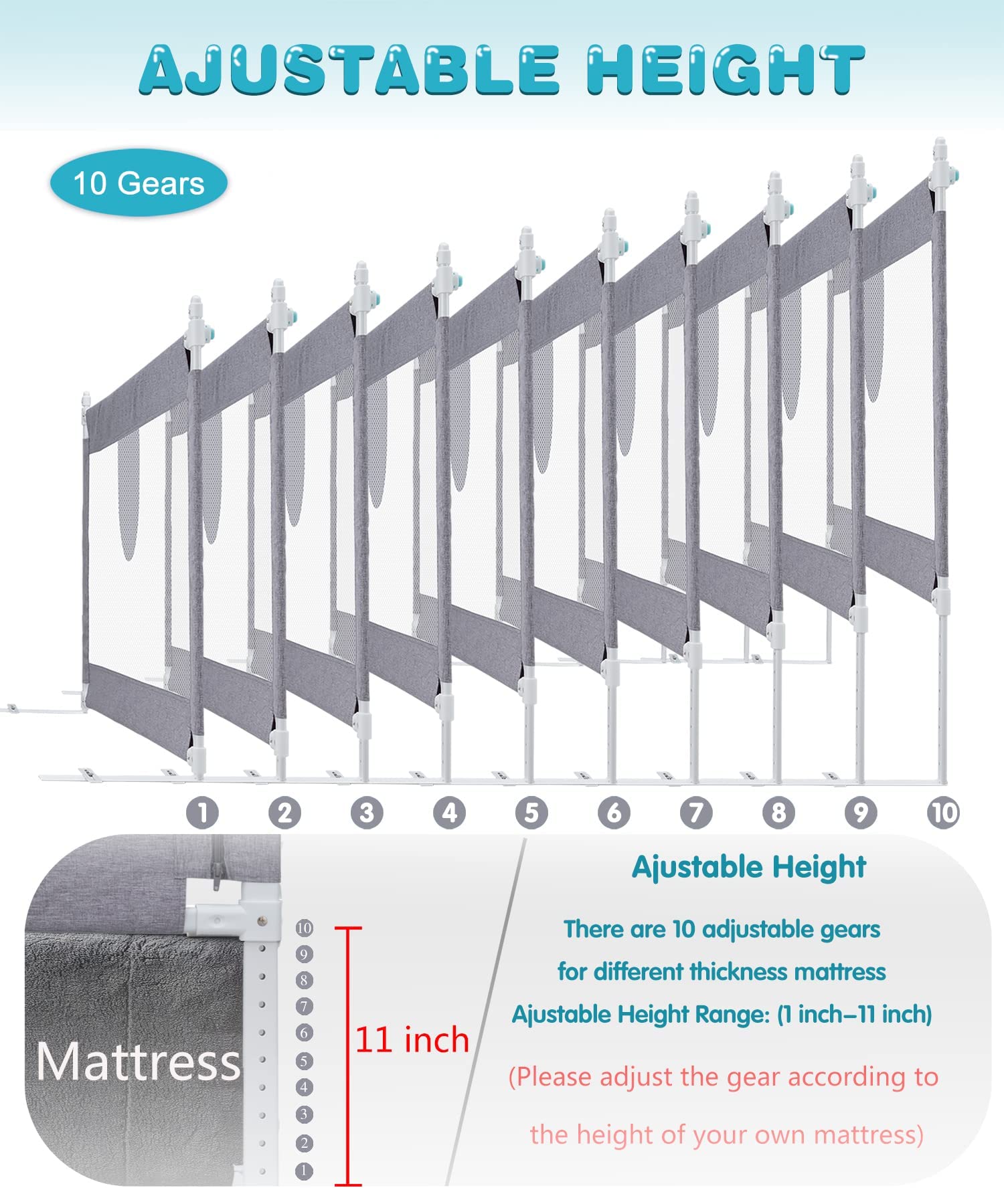 MBQMBSS 93.98 cm Bed Rail for Toddlers