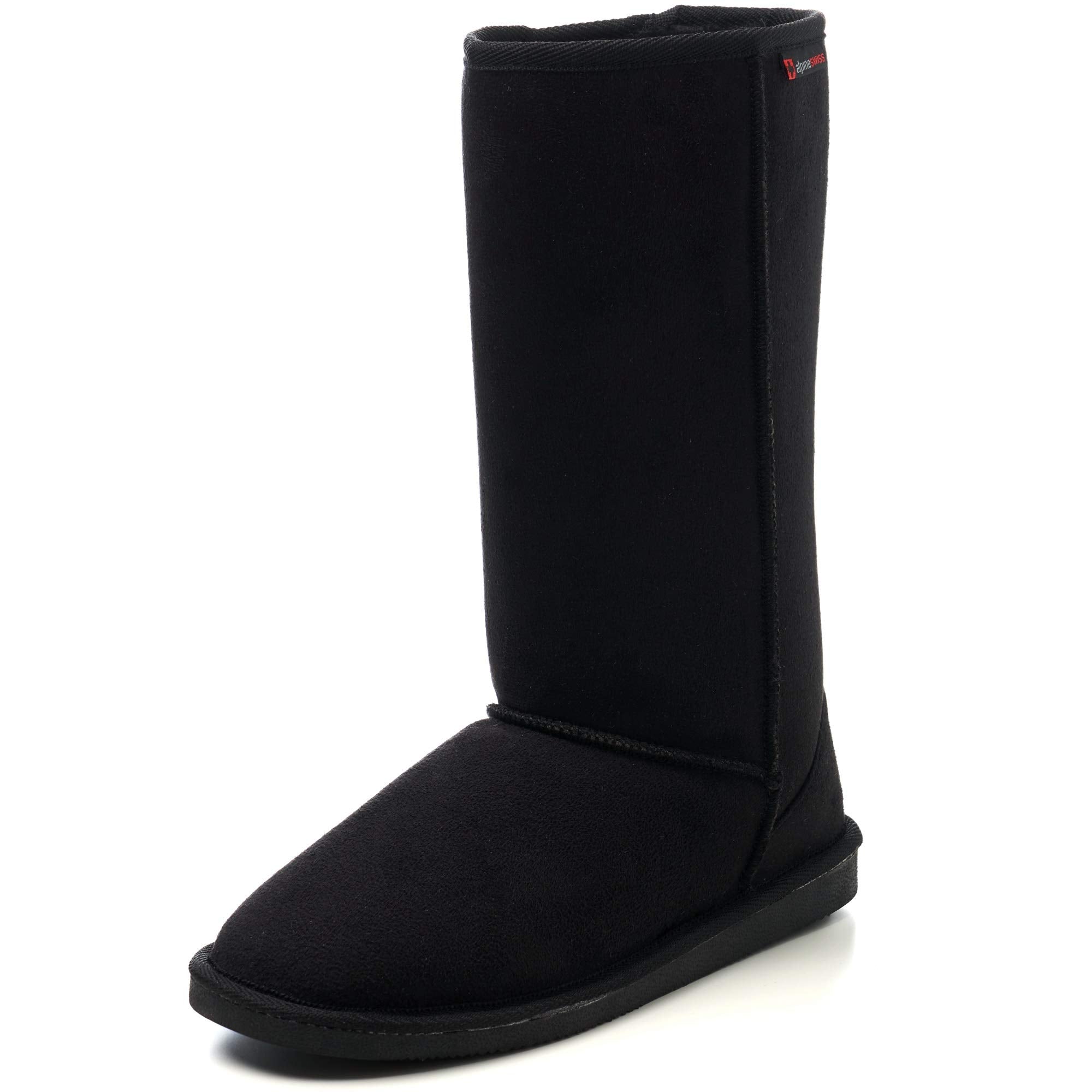 SIZE 38: Alpine Swiss Womens 11.5” Tall Mid Calf Winter Boots Faux Shearling Aussie Classic BLK 7 M US