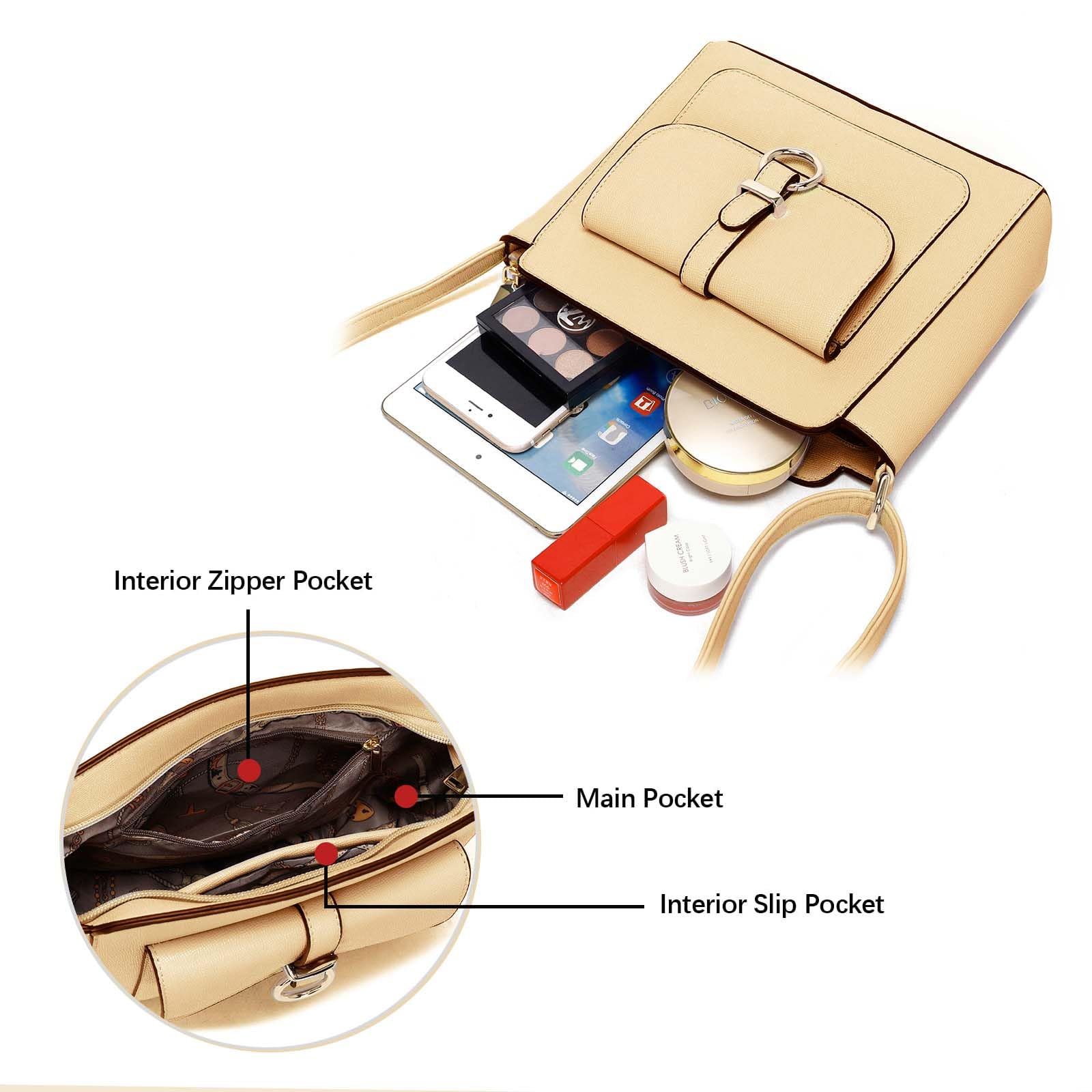 LA TERRE Lightweight Medium Crossbody Bags for Women, Small Crossbody Handbags Vegan Leather Shoulder Bag Purses