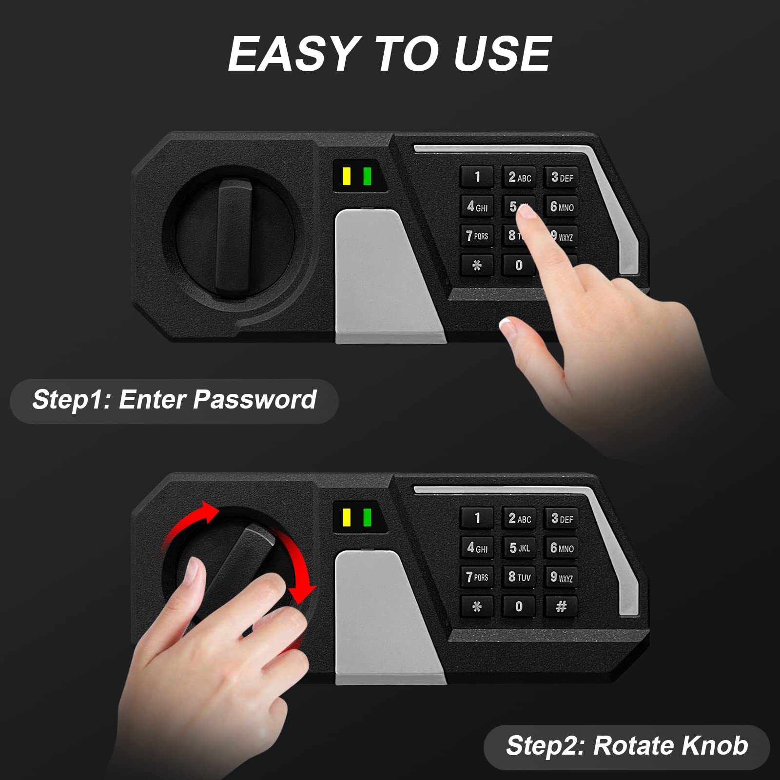 Tenamic Fireproof Safe Box 1.2 Cuft Electronic Digital Security Box, Keypad Small Lock Box Cabinet Safes with Internal Light, Solid Alloy Steel Office Hotel Home Safe with 2 Passwords, Black