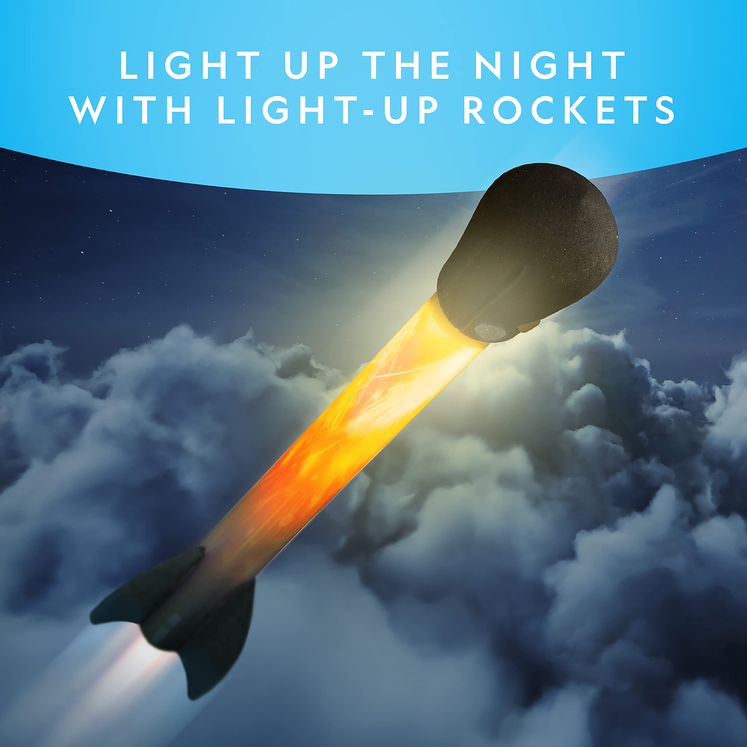 Blue Marble National Geographic Air Rocket Toy – Ultimate LED Rocket Launcher for Kids, Jump and Launch The Light Up, Air Powered, Foam Tipped Rockets up to 100 Feet