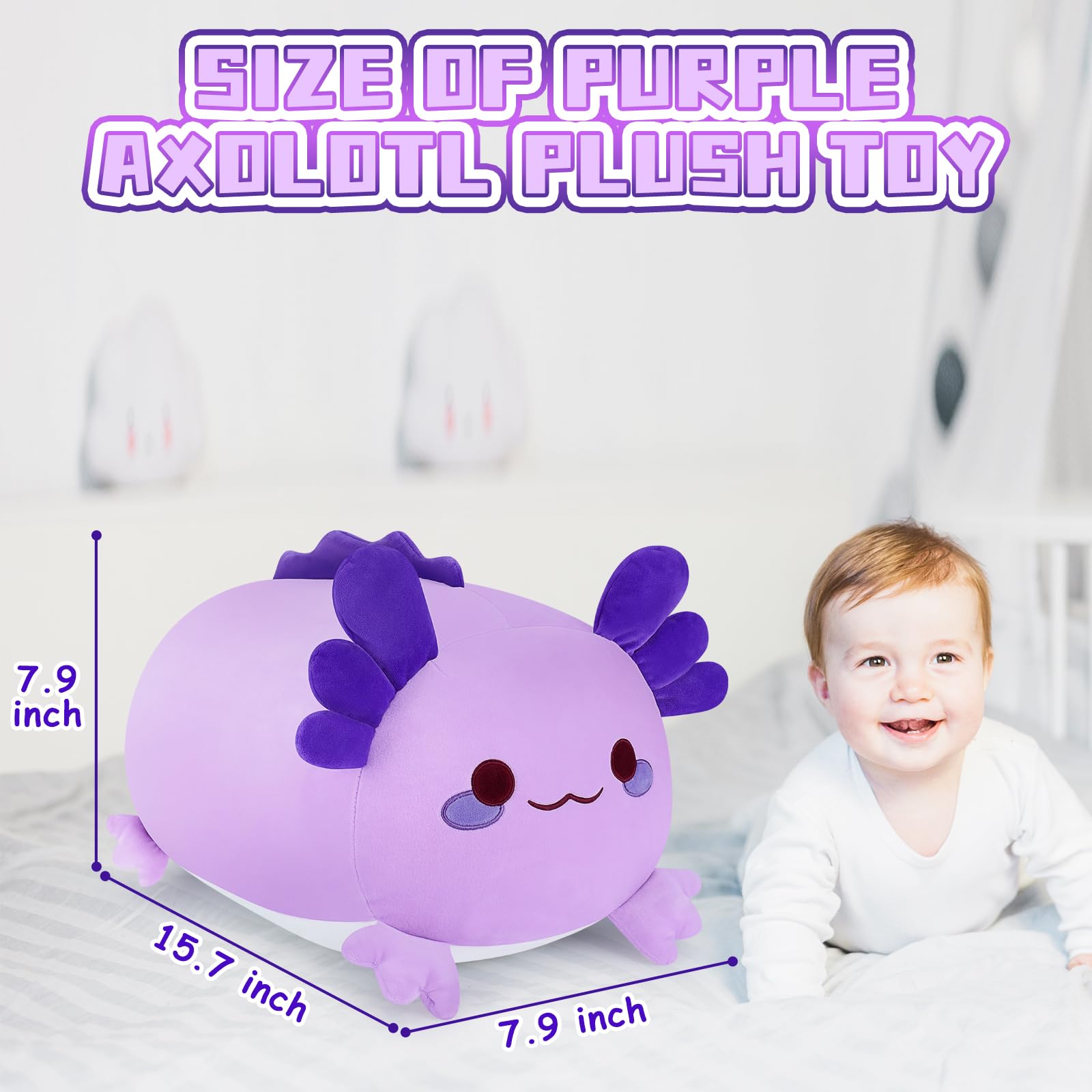Cute Plush Pillow Stuffed Animal, (Purple Salamander,40 cm)