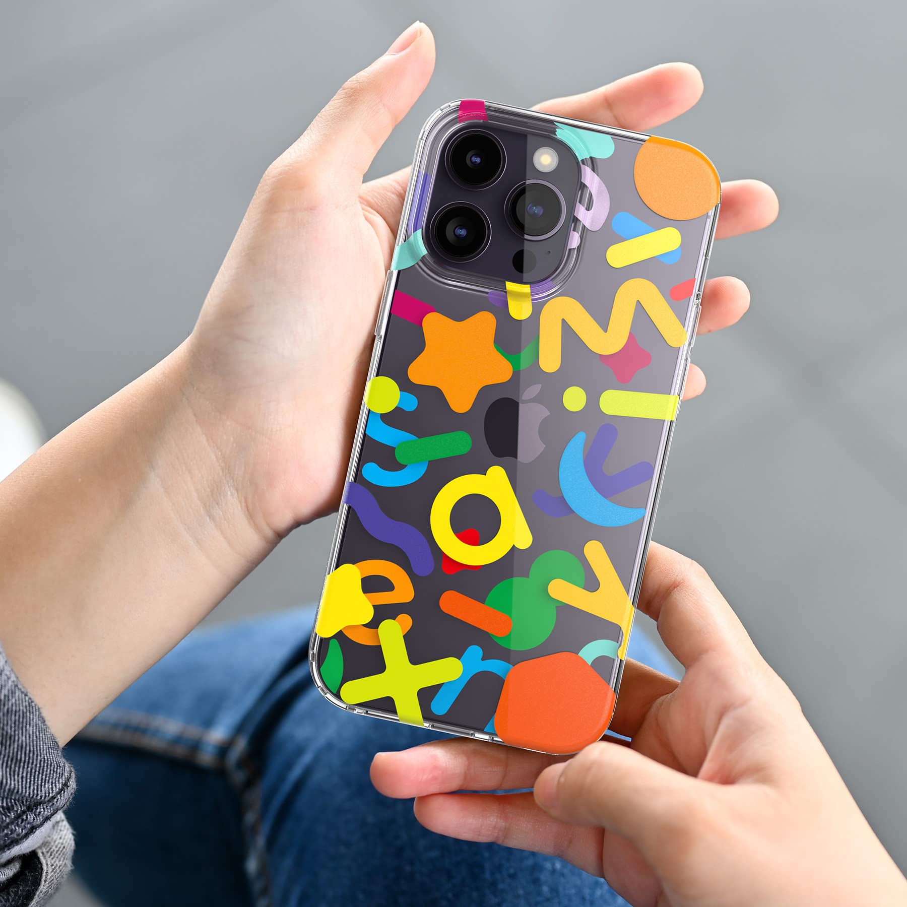 جراب Senyimax لهاتف iPhone 14 Pro Max أنيق وجذاب بنمط حروف مزدوج الطبقات، جراب واقٍ صلب مقاوم للصدمات من مادة TPU للرجال والفتيات والنساء (متعدد الألوان)