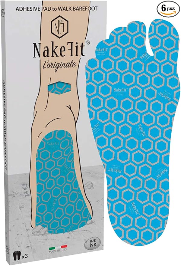 NAKEFIT L'ORIGINALE - Blue Hypoallergenic Adhesive Insoles - 3 Pairs in Pack (33-34 EU)